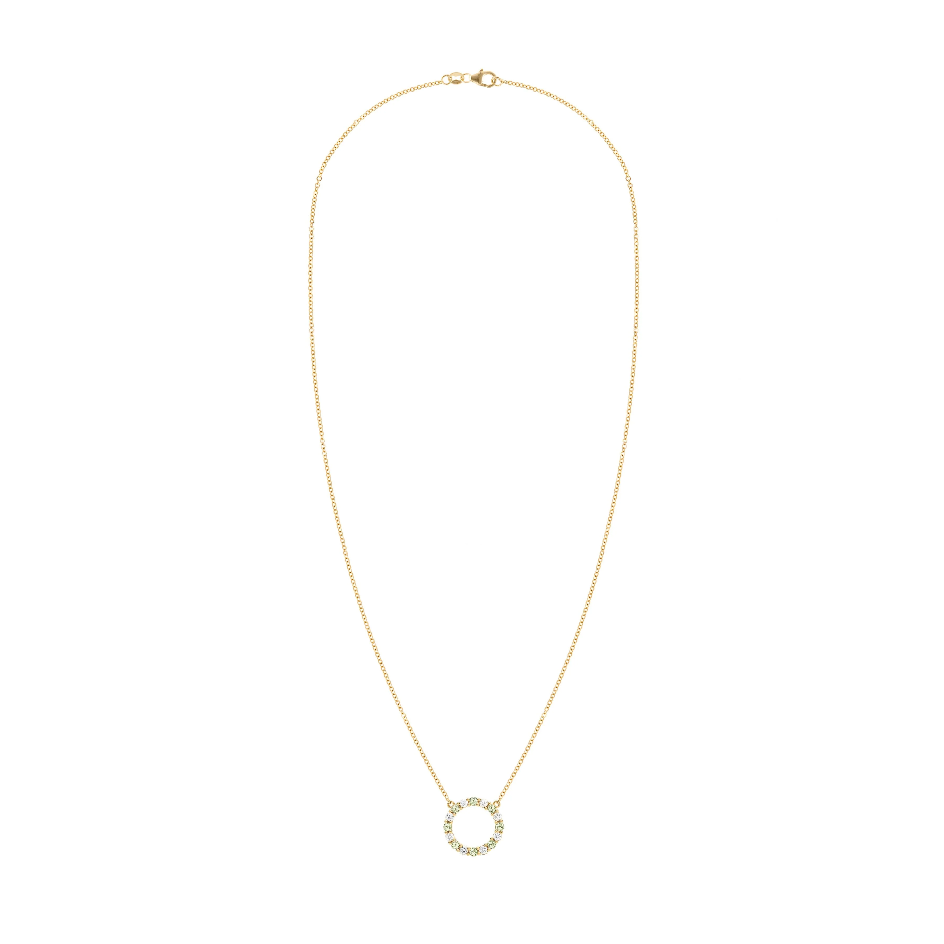 Rosecliff Circle Diamond & Peridot Necklace in 14k Gold (August) - Image 5