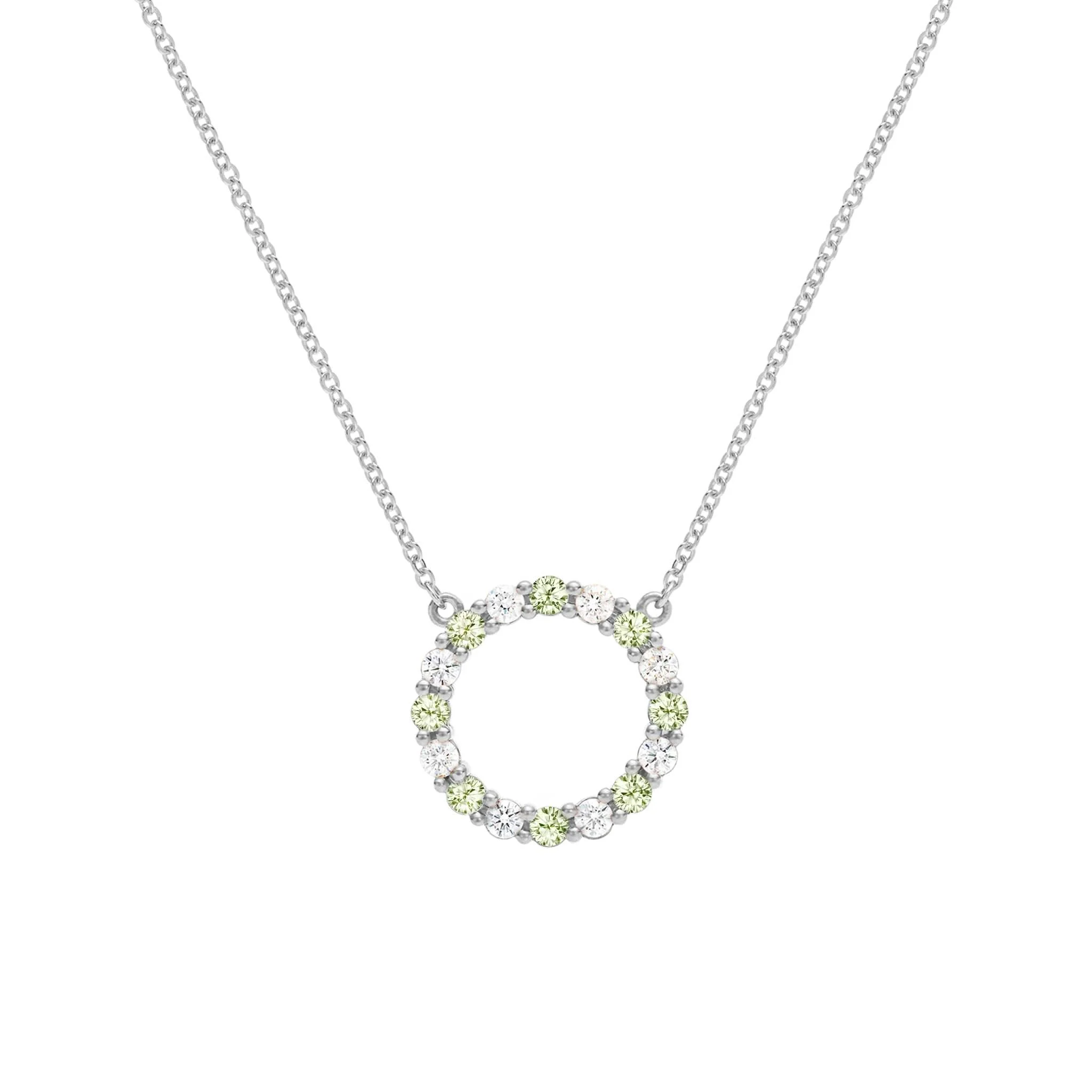 Rosecliff Circle Diamond & Peridot Necklace in 14k Gold (August) - Image 8