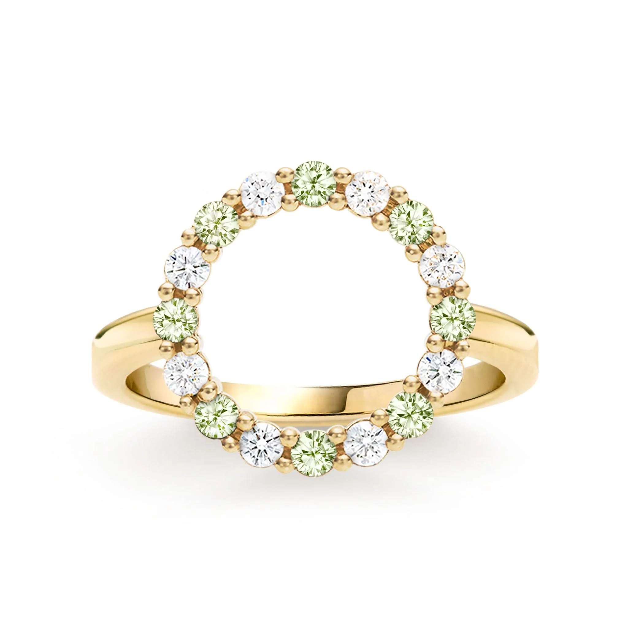 Rosecliff Circle Diamond & Peridot Ring in 14k Gold (August)