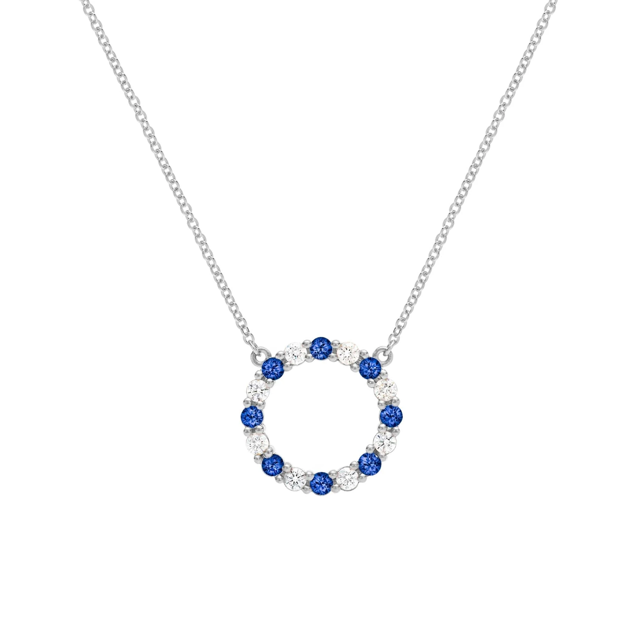 Rosecliff Circle Diamond & Sapphire Necklace in 14k Gold (September) - Image 8