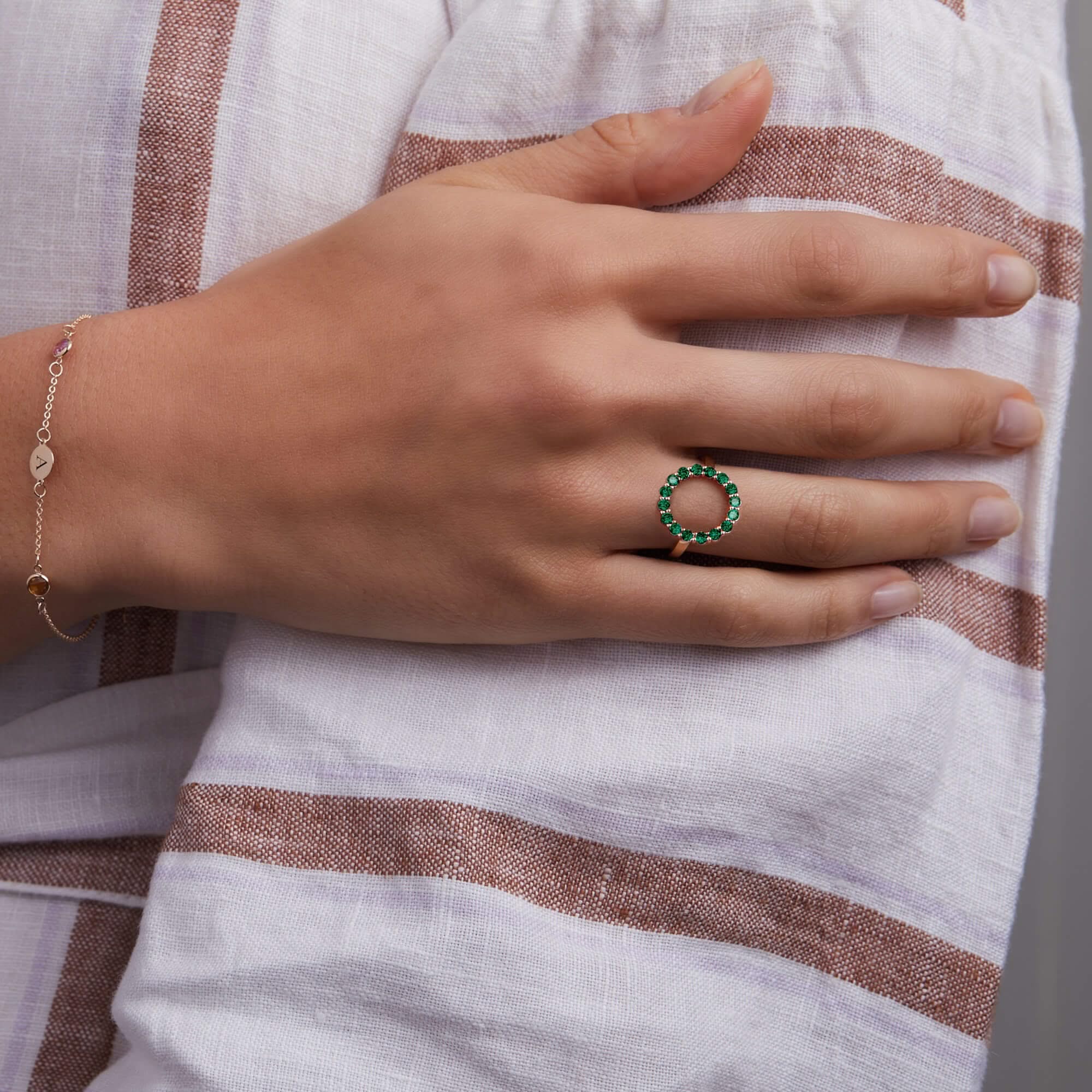 Rosecliff Circle Emerald Ring in 14k Gold (May) - Image 3