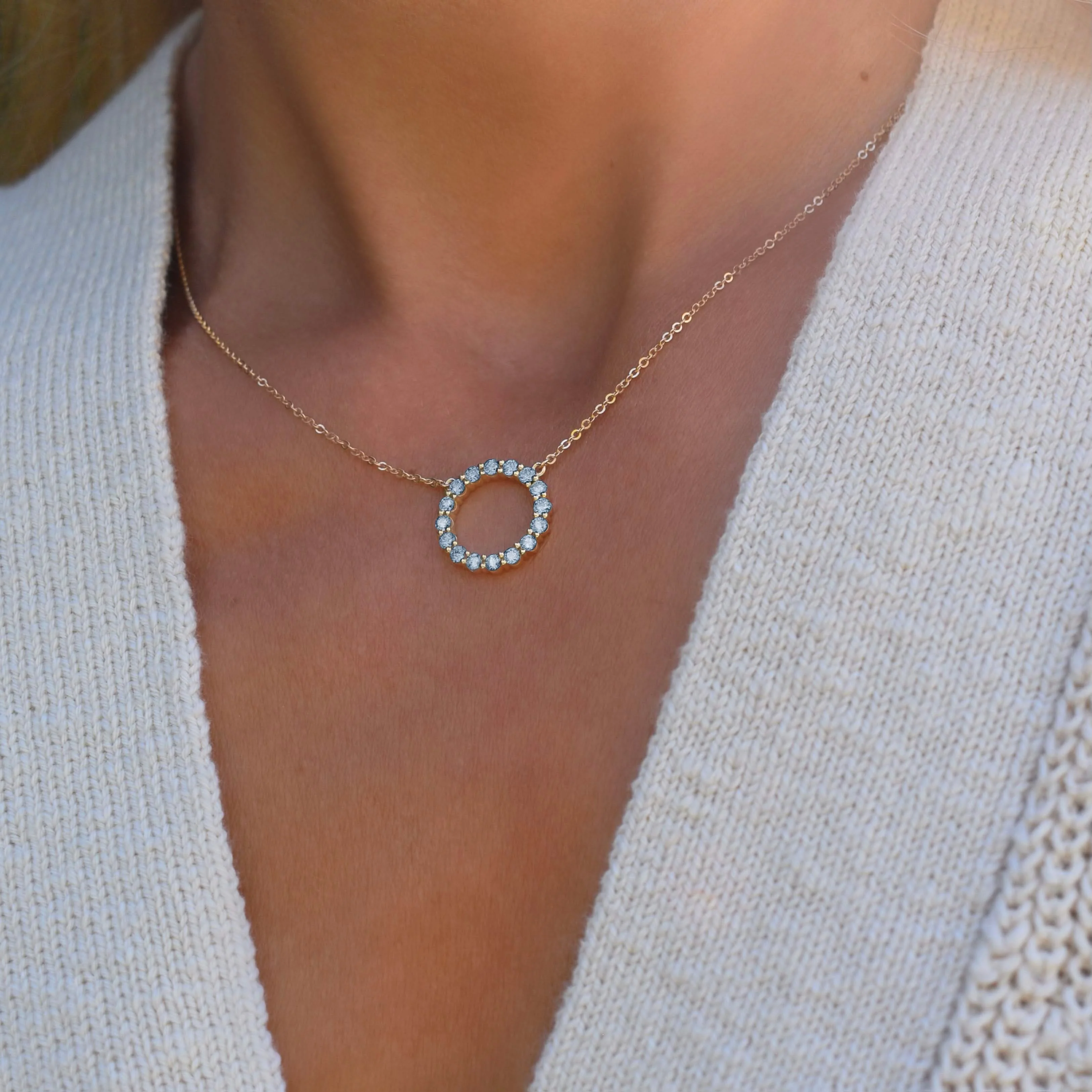 Rosecliff Circle Nantucket Blue Topaz Necklace in 14k Gold (December) - Image 10