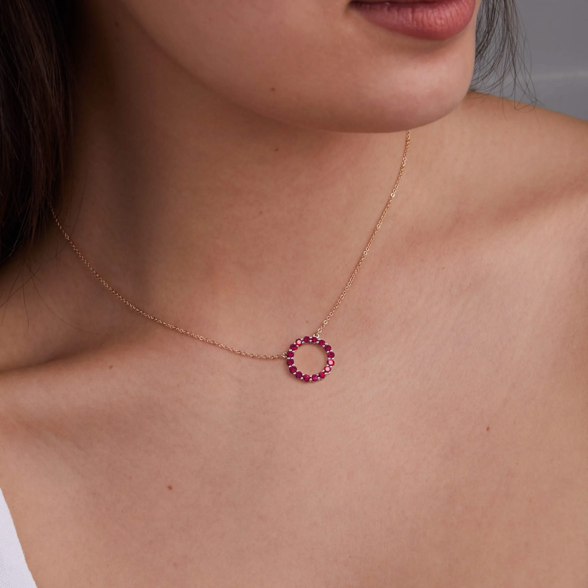 Rosecliff Circle Ruby Necklace in 14k Gold (July) - Image 3
