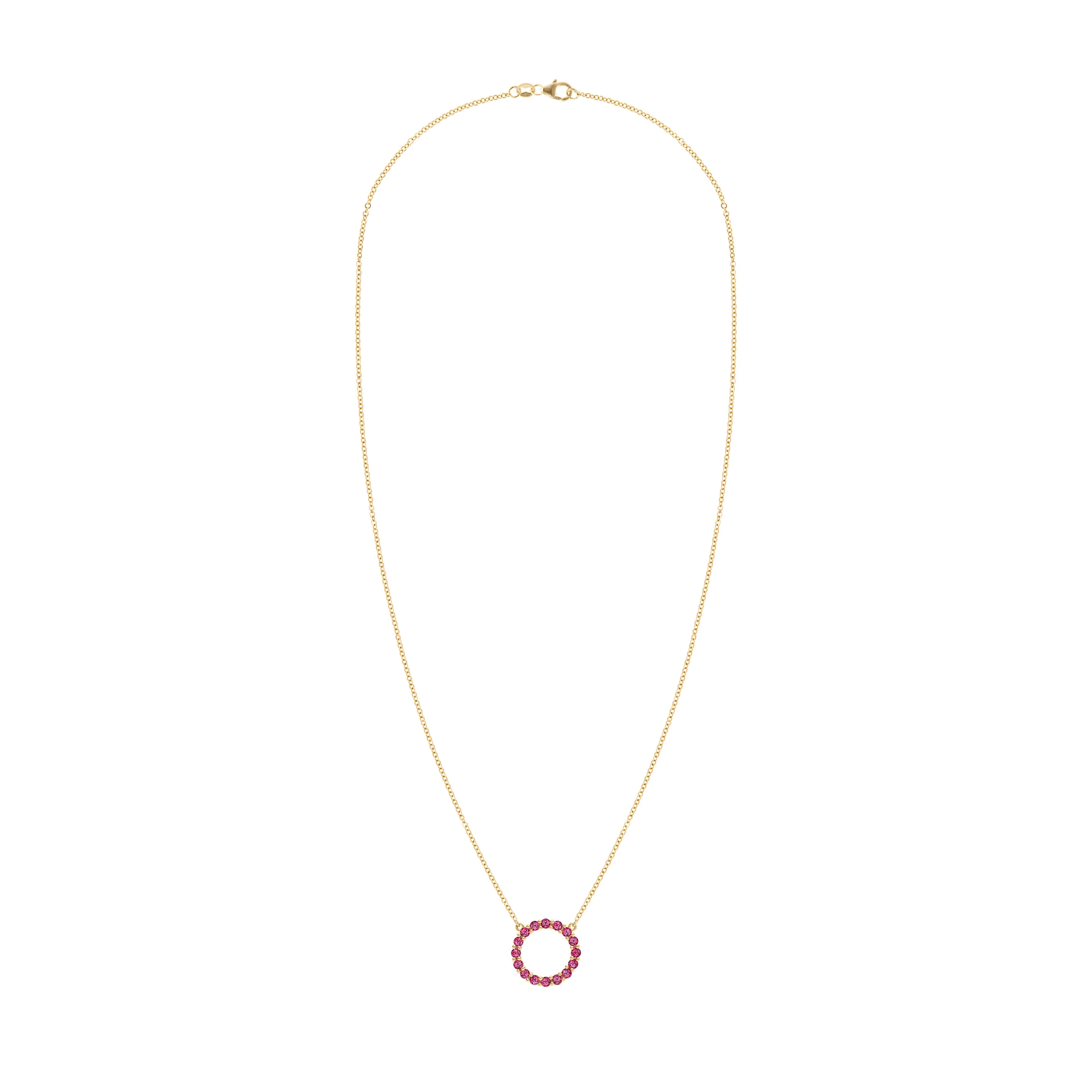 Rosecliff Circle Ruby Necklace in 14k Gold (July) - Image 5