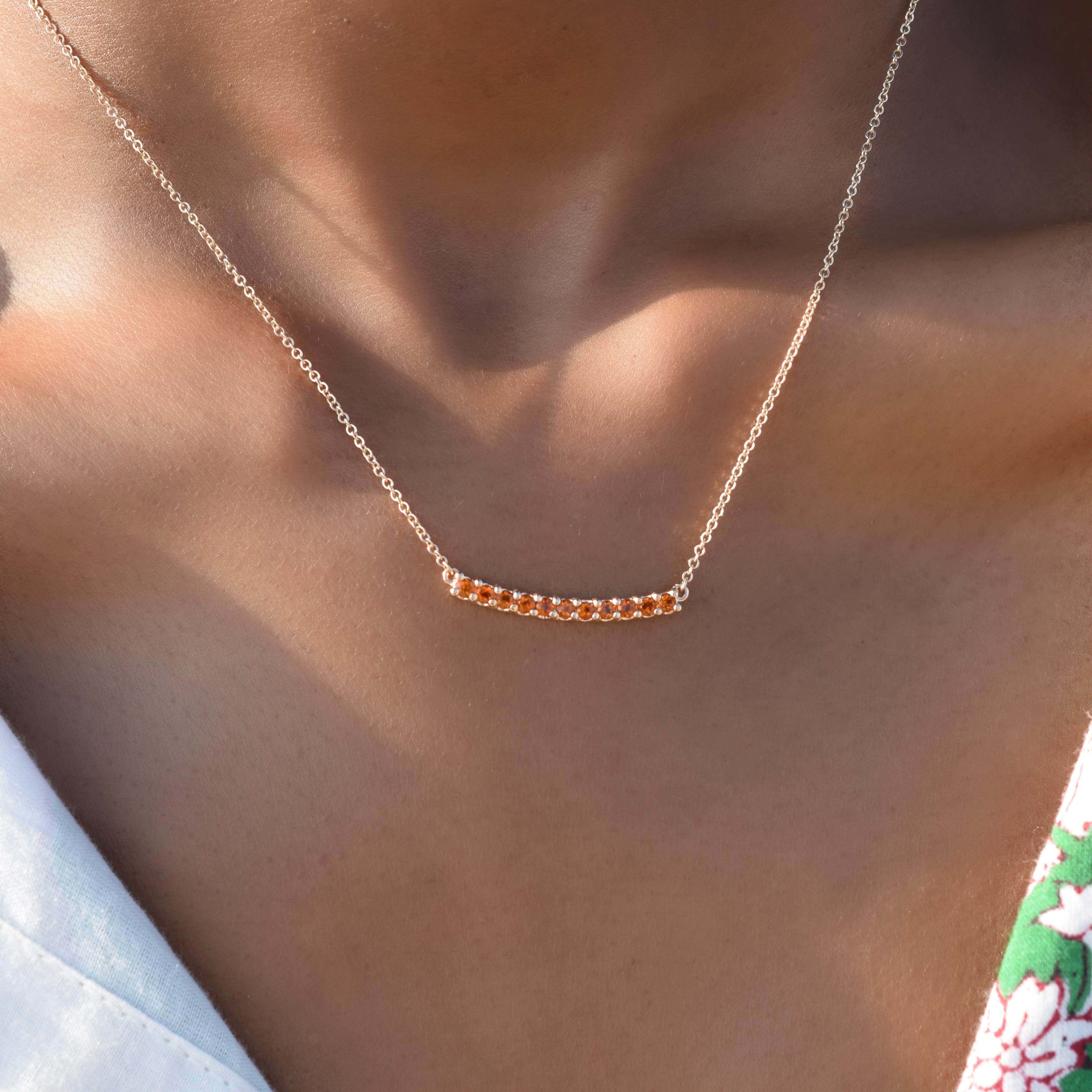 Rosecliff Citrine Bar Necklace and Huggie Hoop Earrings Set in 14k Gold (November) - Image 11