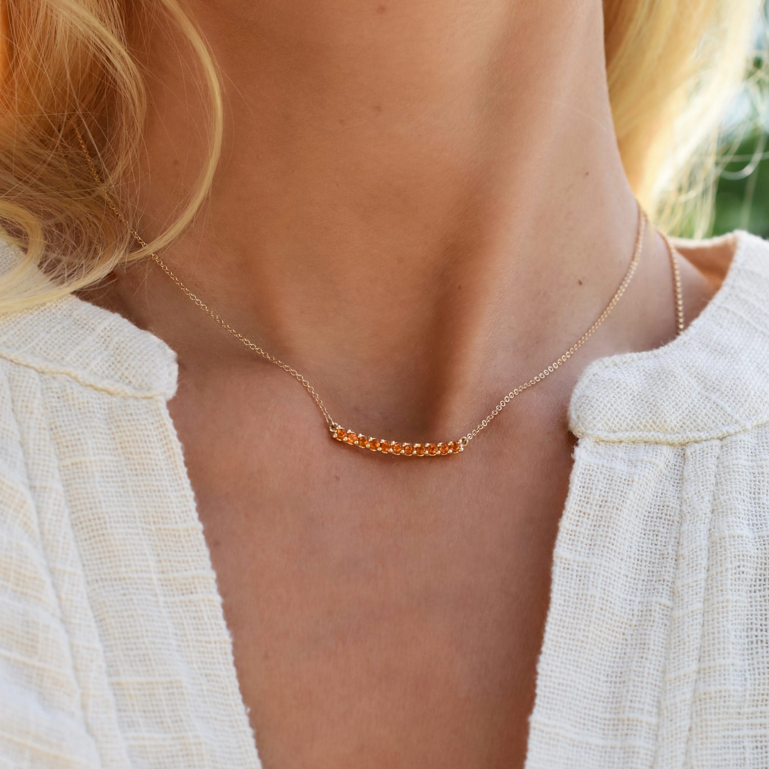Rosecliff Citrine Bar Necklace and Huggie Hoop Earrings Set in 14k Gold (November) - Image 12