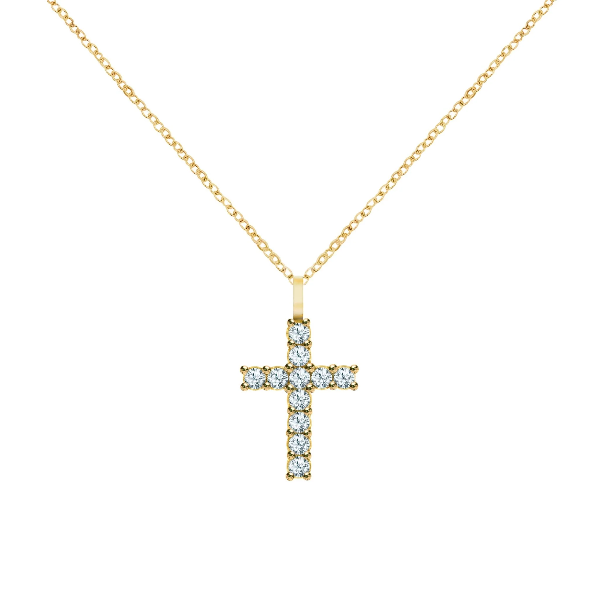 Rosecliff Cross Aquamarine Pendant in 14k Gold (March) - Image 5