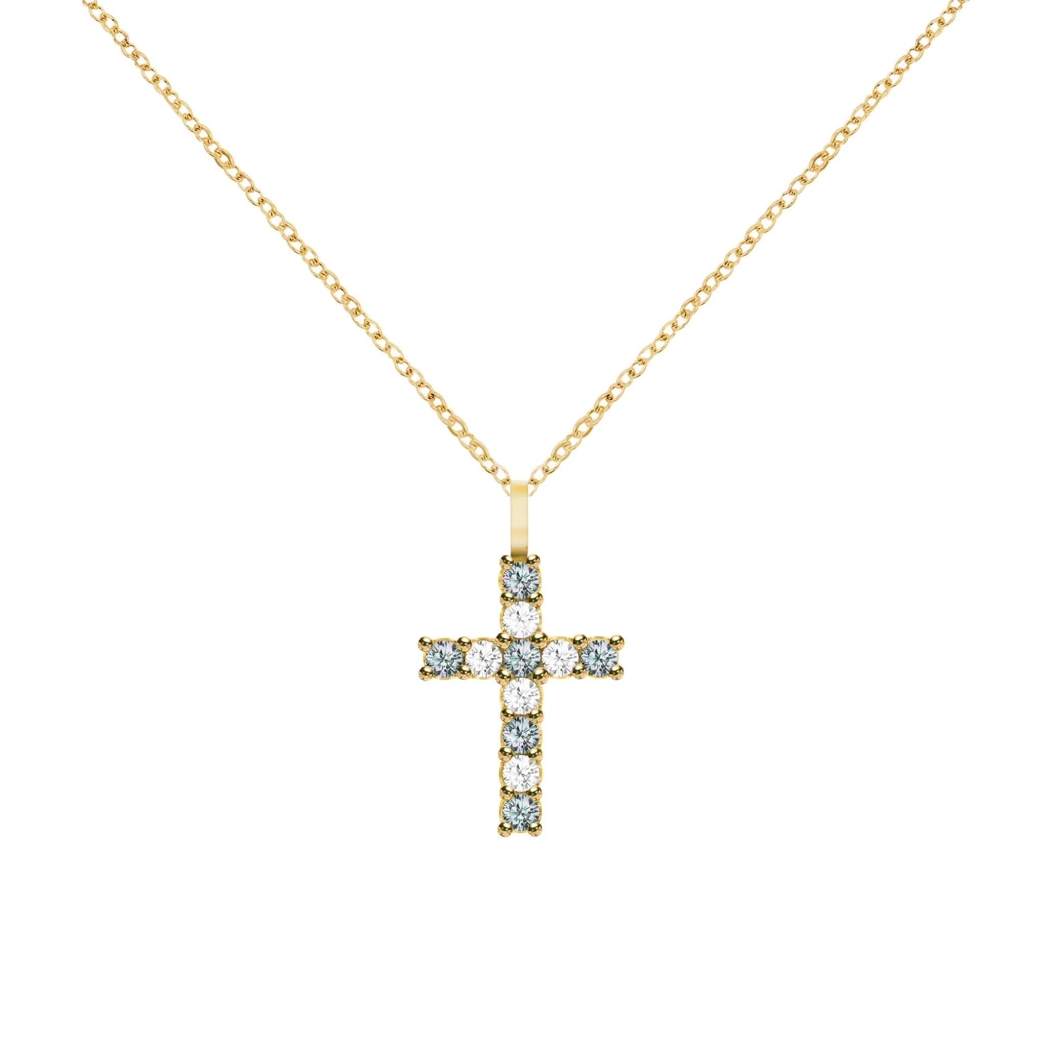 Rosecliff Cross Diamond & Alexandrite Pendant in 14k Gold (June) - Image 5