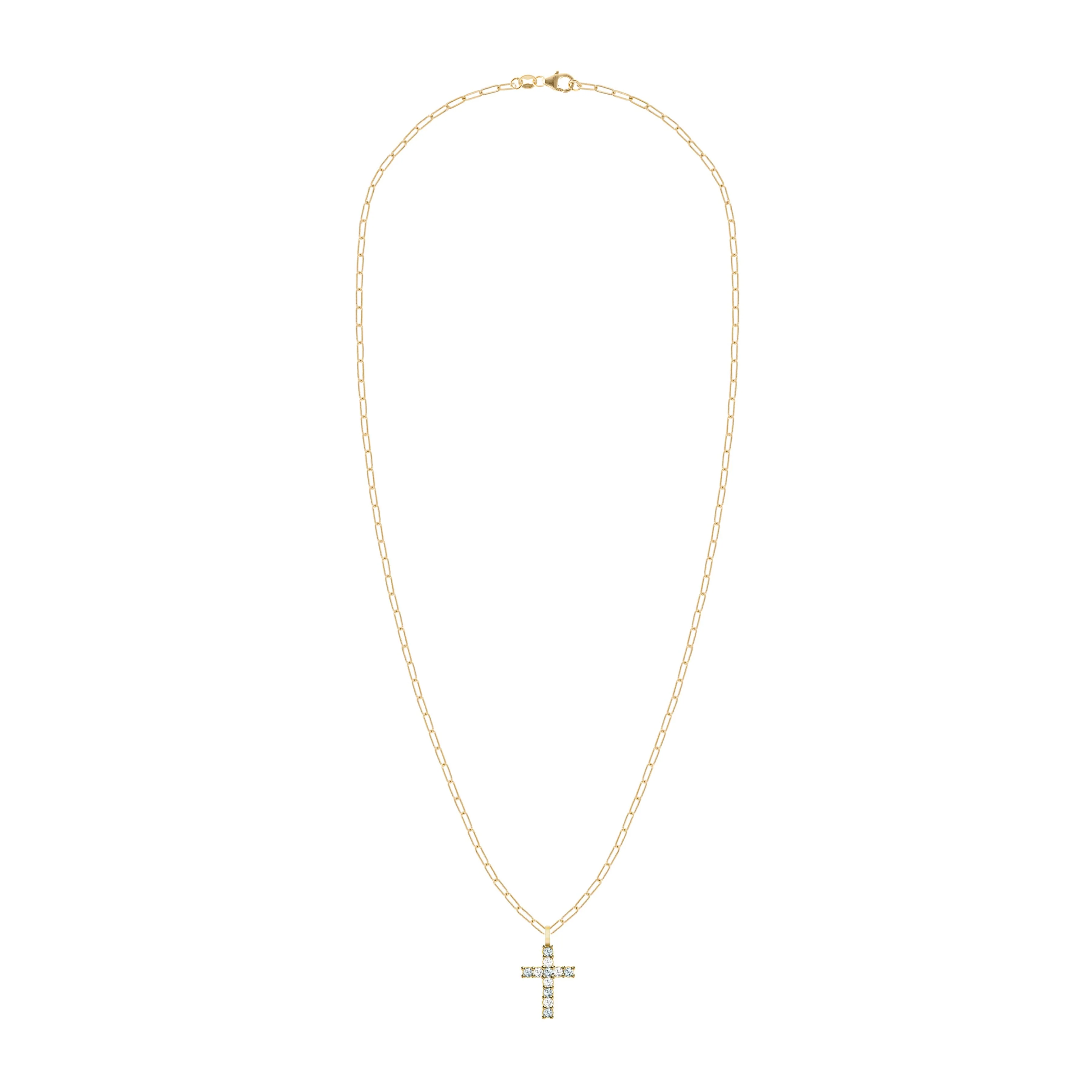 Rosecliff Cross Diamond & Aquamarine Pendant in 14k Gold (March) - Image 4