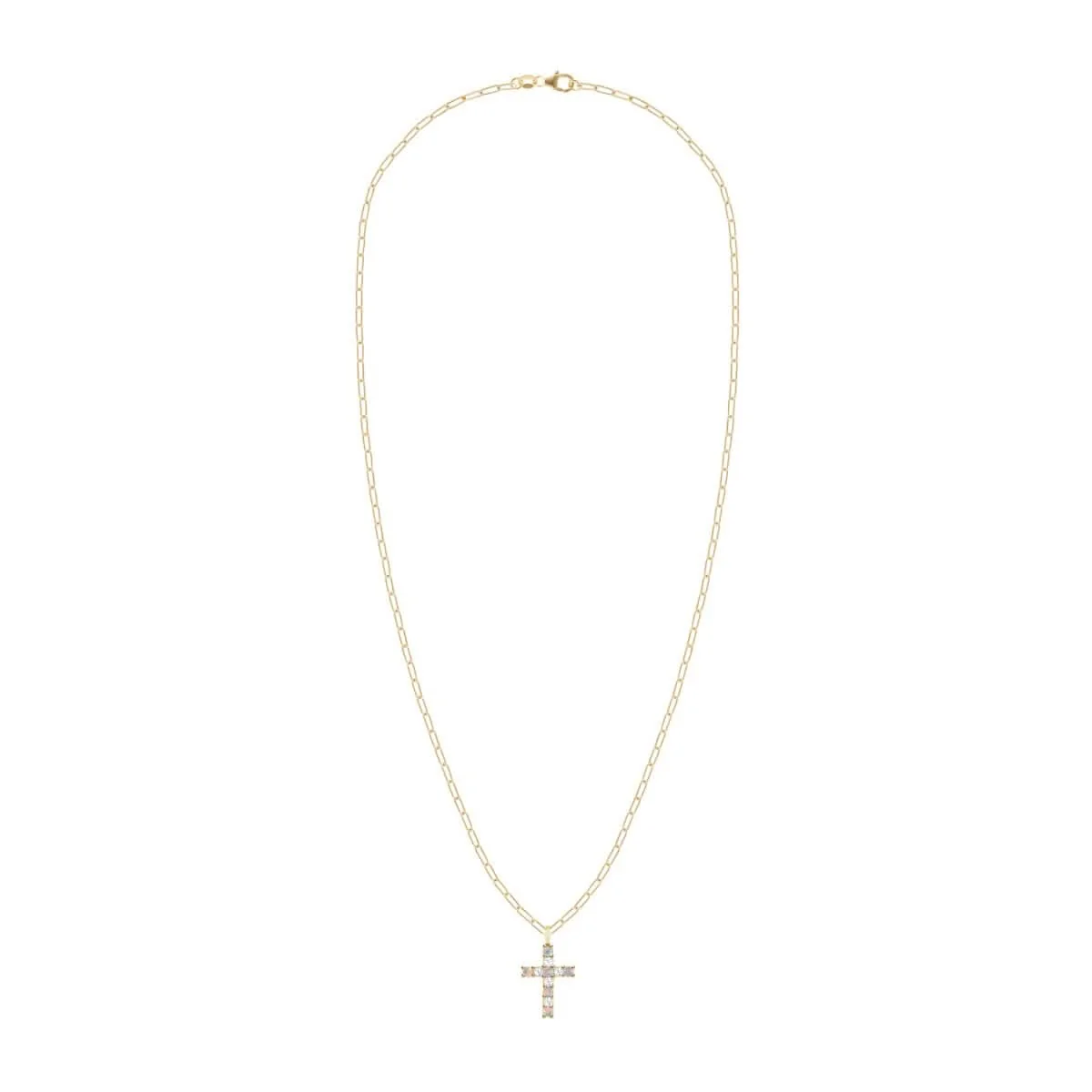 Rosecliff Cross Diamond & Opal Pendant in 14k Gold (October) - Image 5