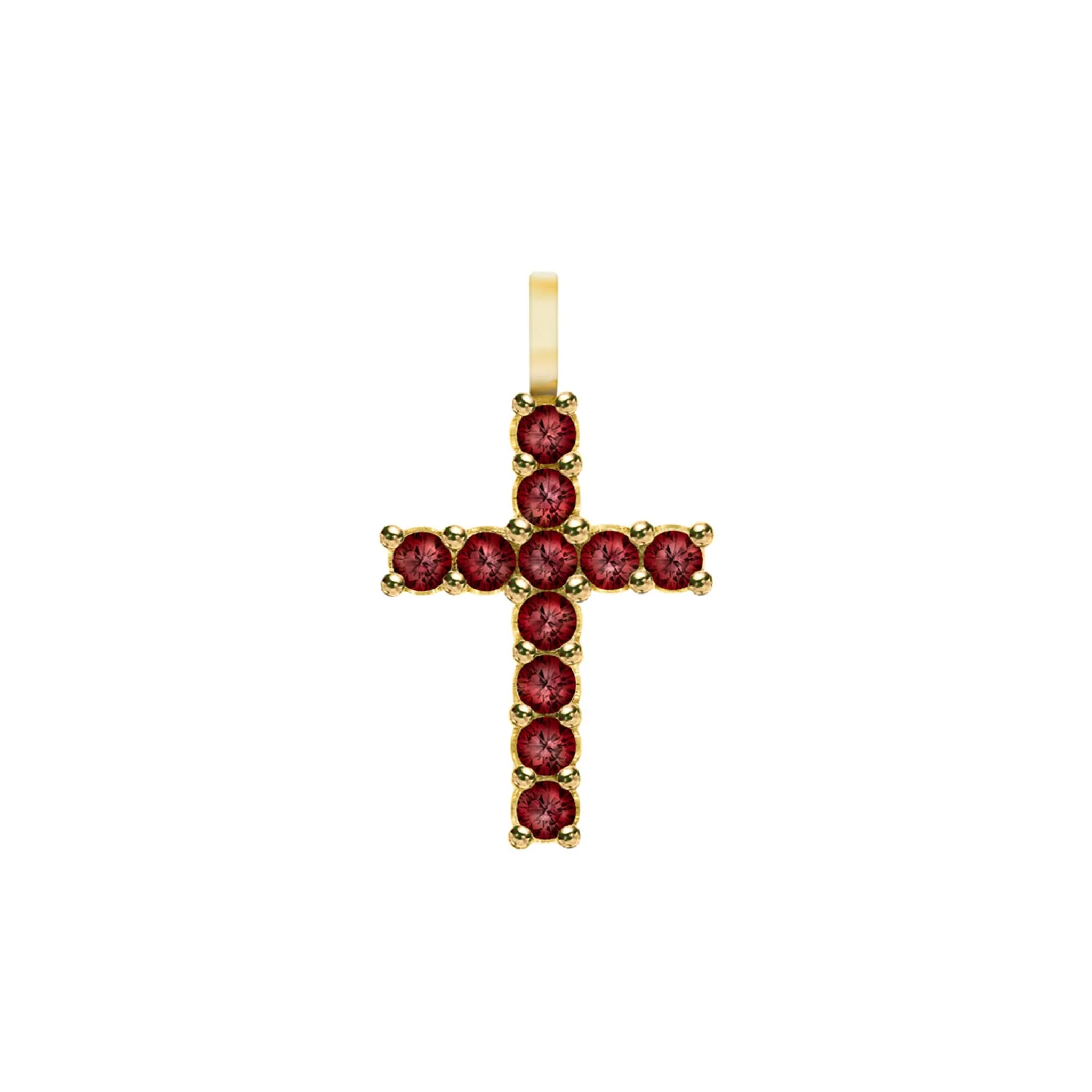 Rosecliff Cross Garnet Pendant in 14k Gold (January)