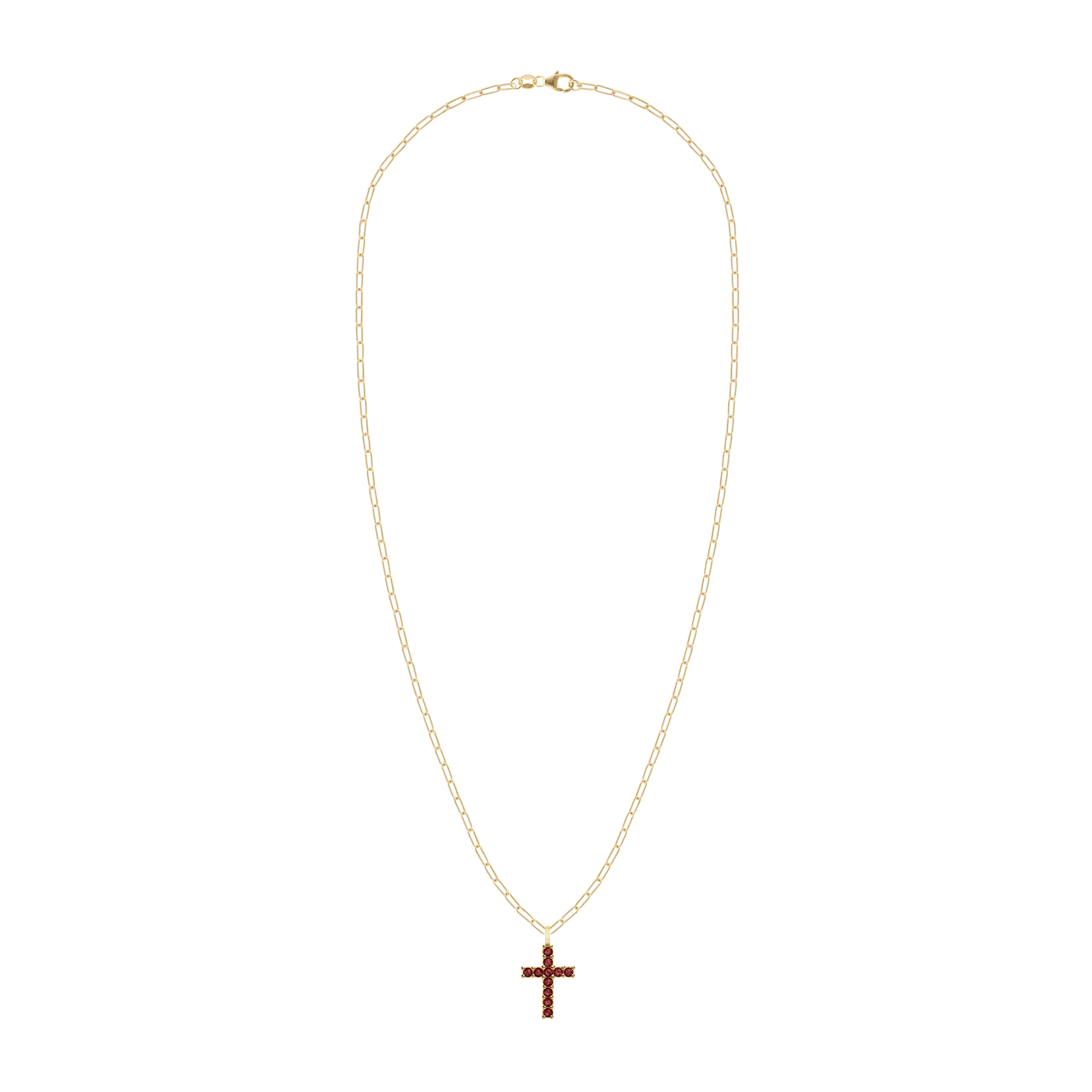 Rosecliff Cross Garnet Pendant in 14k Gold (January) - Image 4