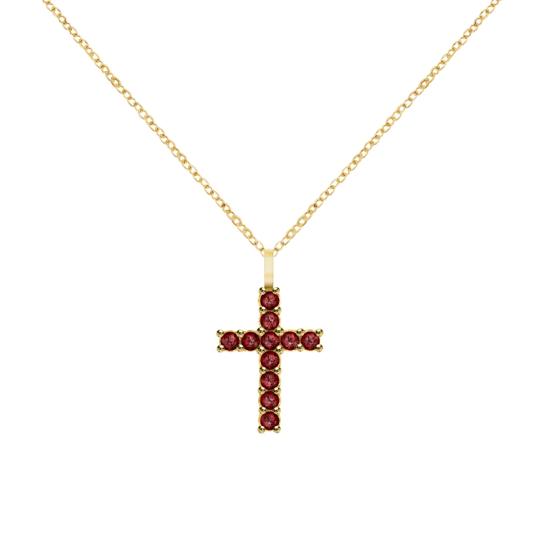 Rosecliff Cross Garnet Pendant in 14k Gold (January) - Image 5