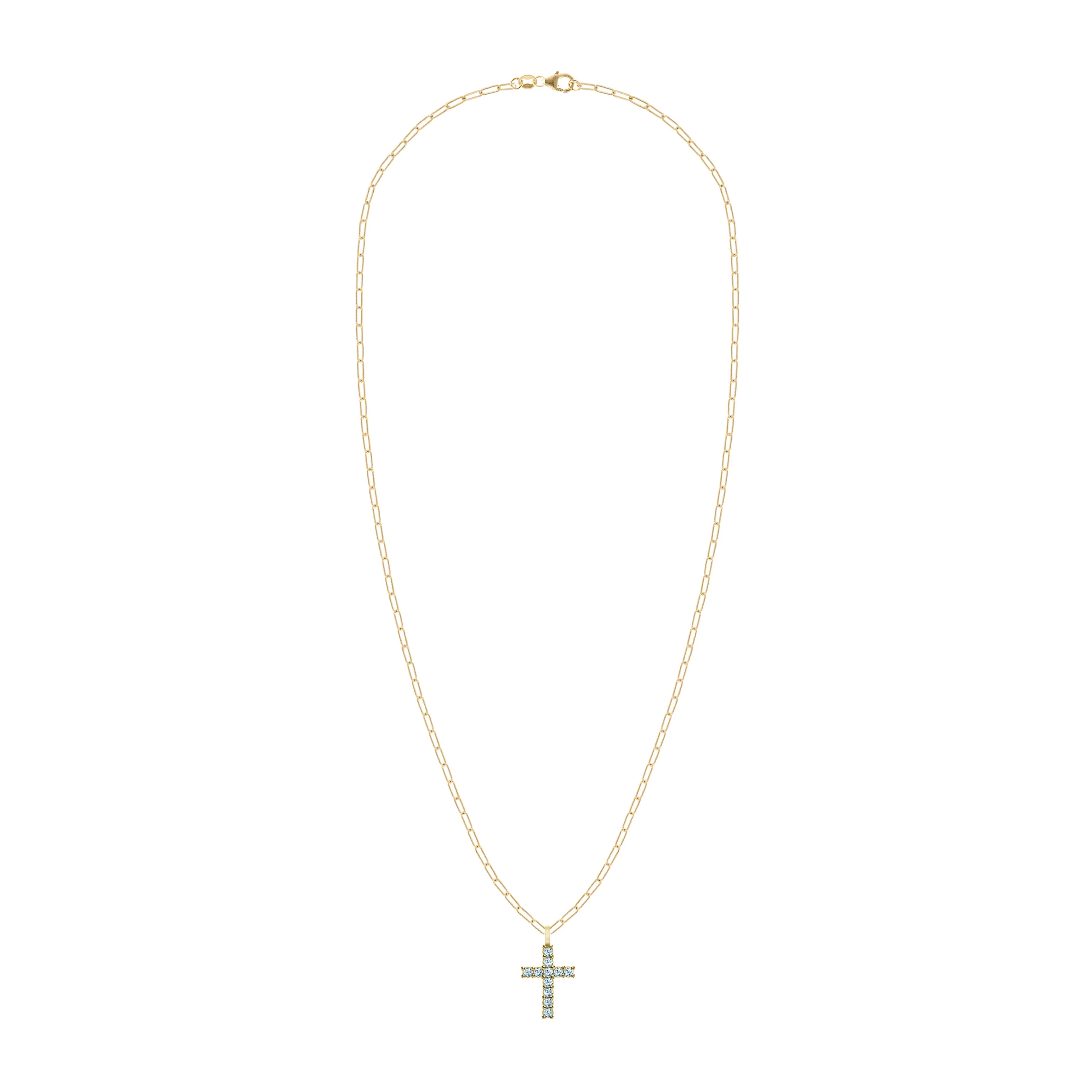 Rosecliff Cross Nantucket Blue Topaz Pendant in 14k Gold (December) - Image 4