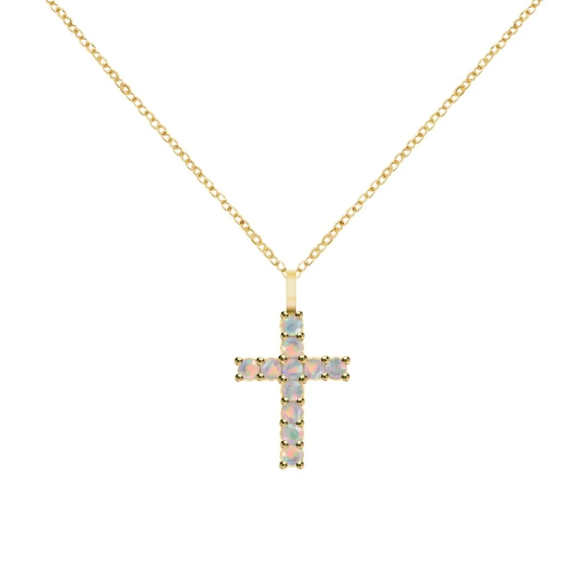 Rosecliff Cross Opal Pendant in 14k Gold (October) - Image 4