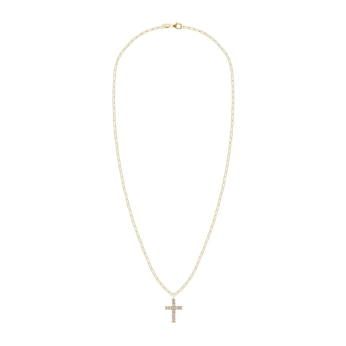 Rosecliff Cross Opal Pendant in 14k Gold (October) - Image 5