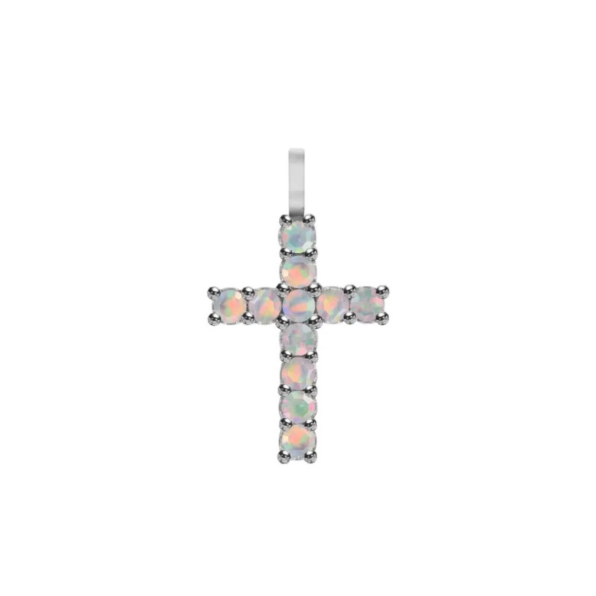 Rosecliff Cross Opal Pendant in 14k Gold (October) - Image 7