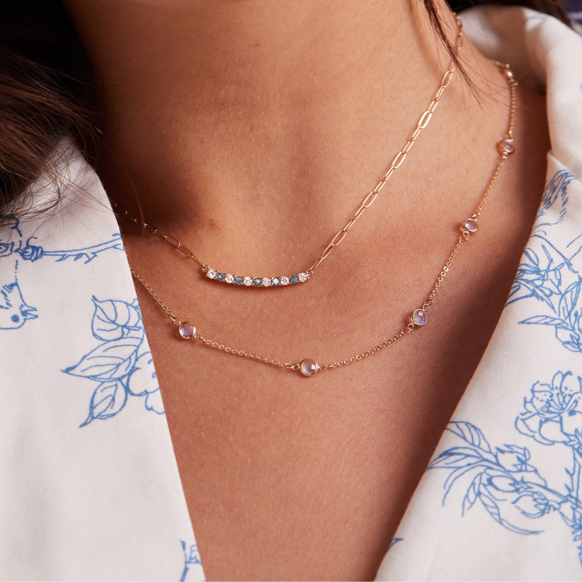Rosecliff Diamond & Alexandrite Bar Adelaide Mini Necklace in 14k Gold (June) - Image 3