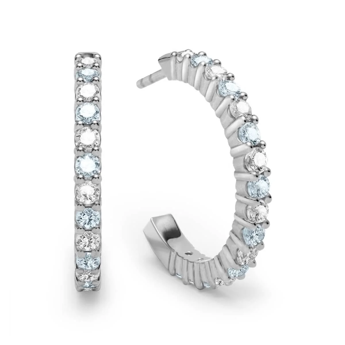 Rosecliff Diamond & Aquamarine Hoop Earrings in 14k Gold (March) - Image 5