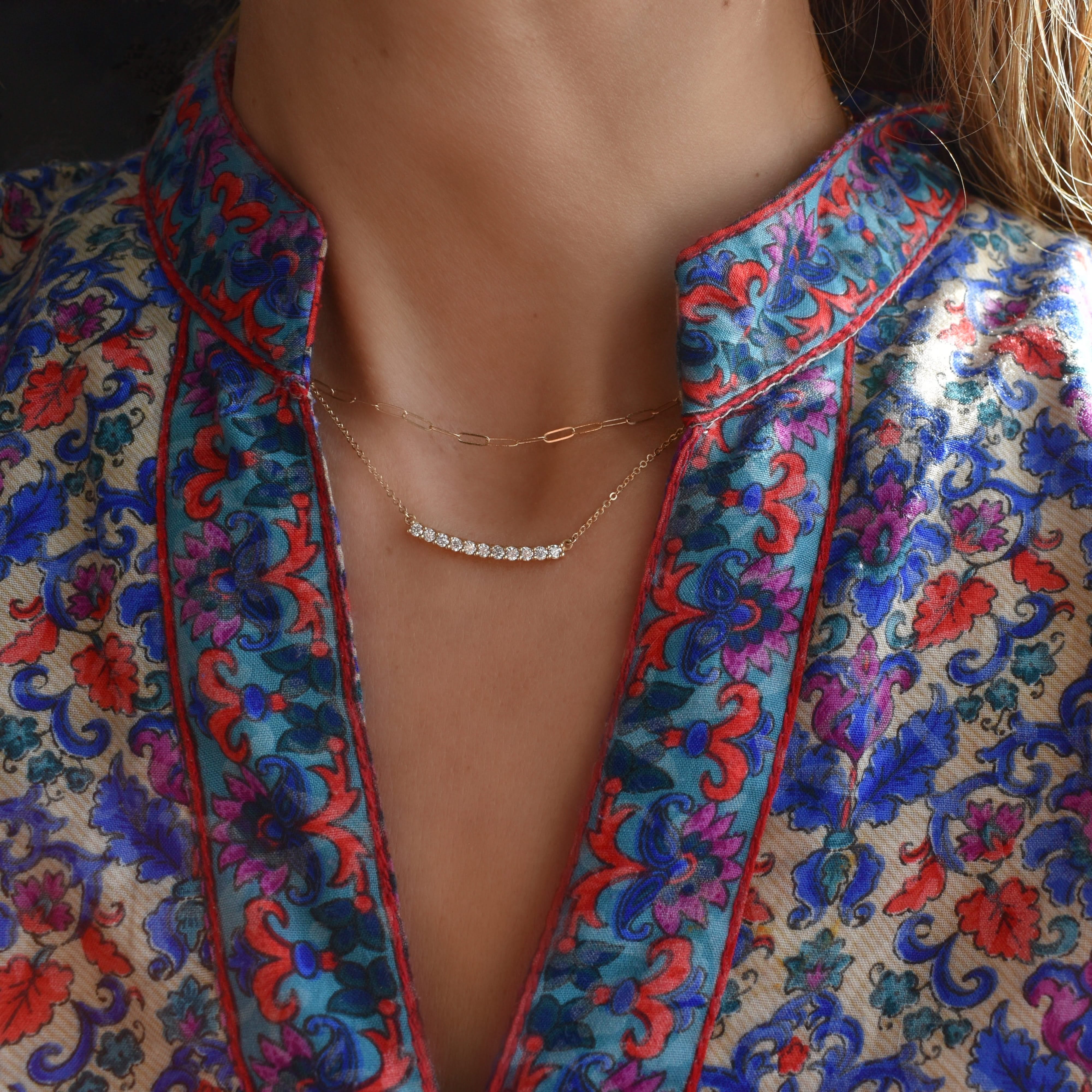 Rosecliff Diamond Bar Necklace in 14k Gold (April) - Image 10
