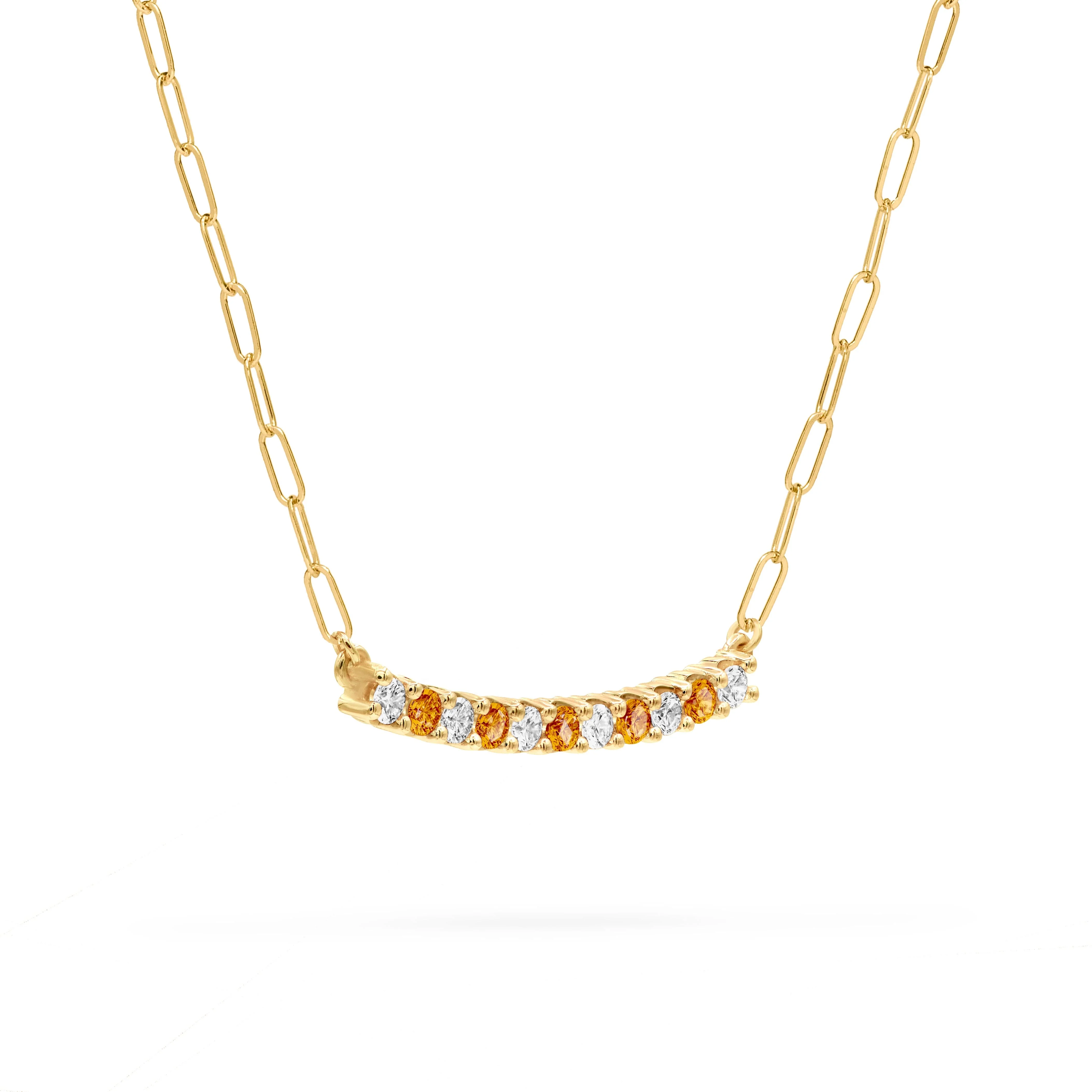 Rosecliff Diamond & Citrine Bar Adelaide Mini Necklace in 14k Gold (November) - Image 4