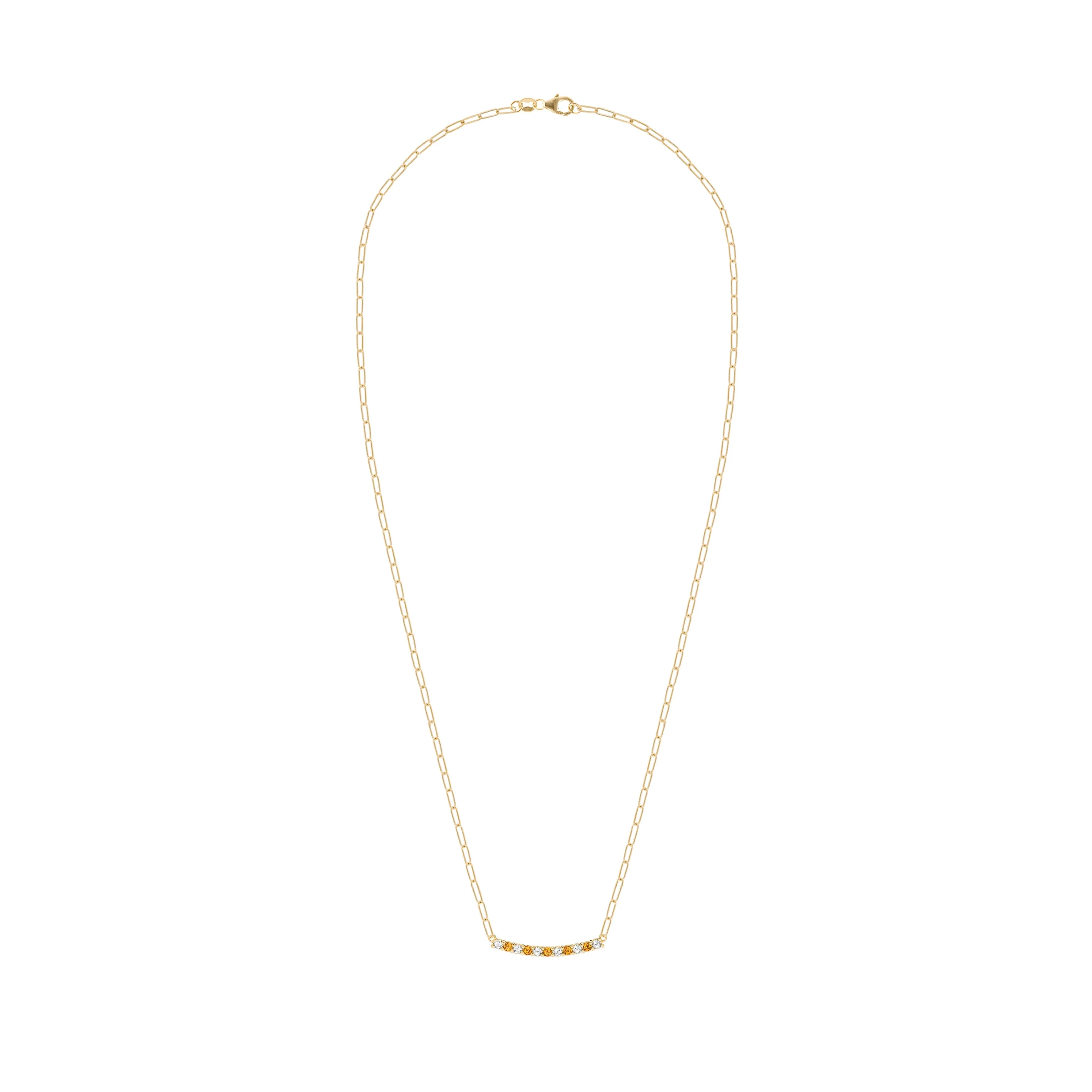 Rosecliff Diamond & Citrine Bar Adelaide Mini Necklace in 14k Gold (November) - Image 5