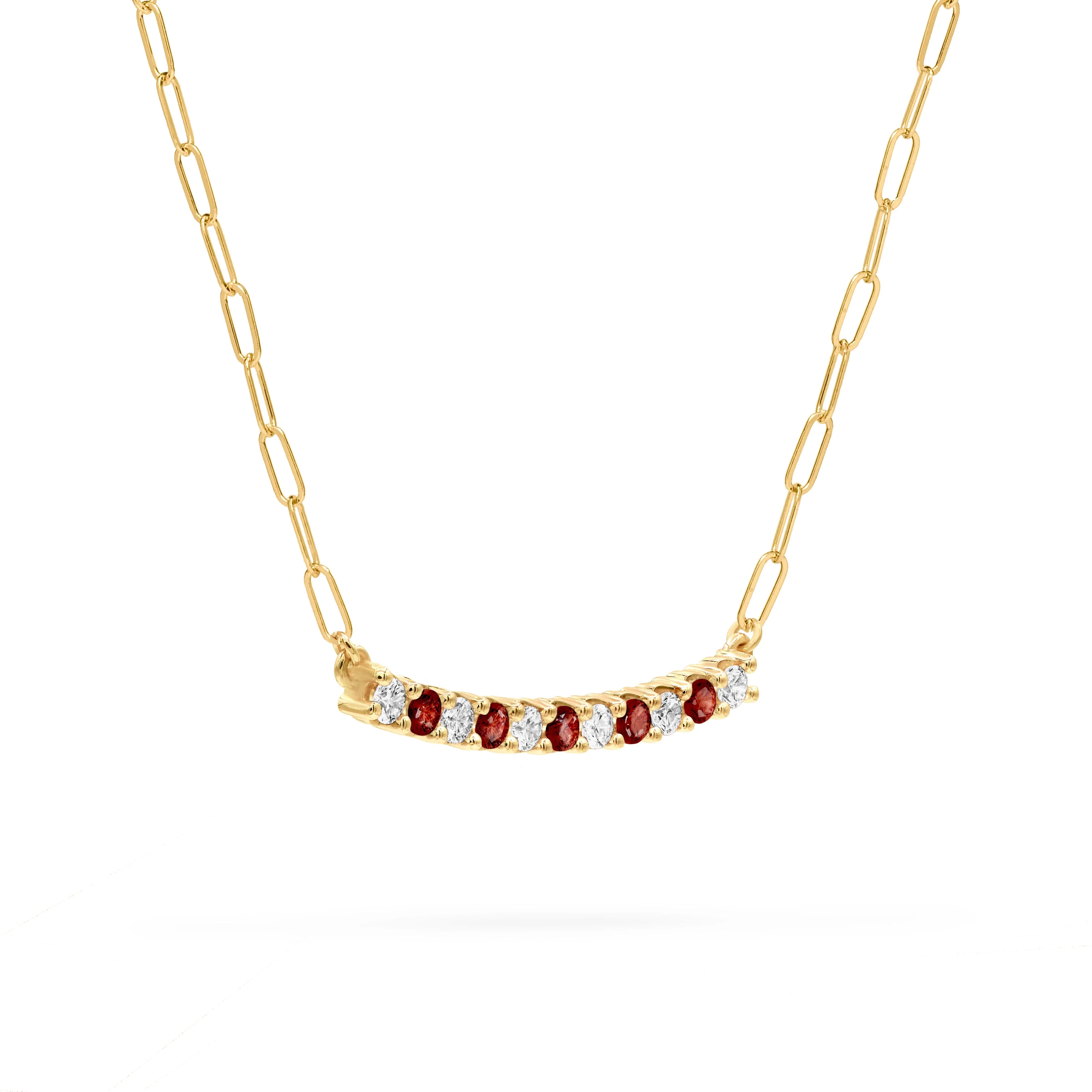 Rosecliff Diamond & Garnet Bar Adelaide Mini Necklace in 14k Gold (January) - Image 4