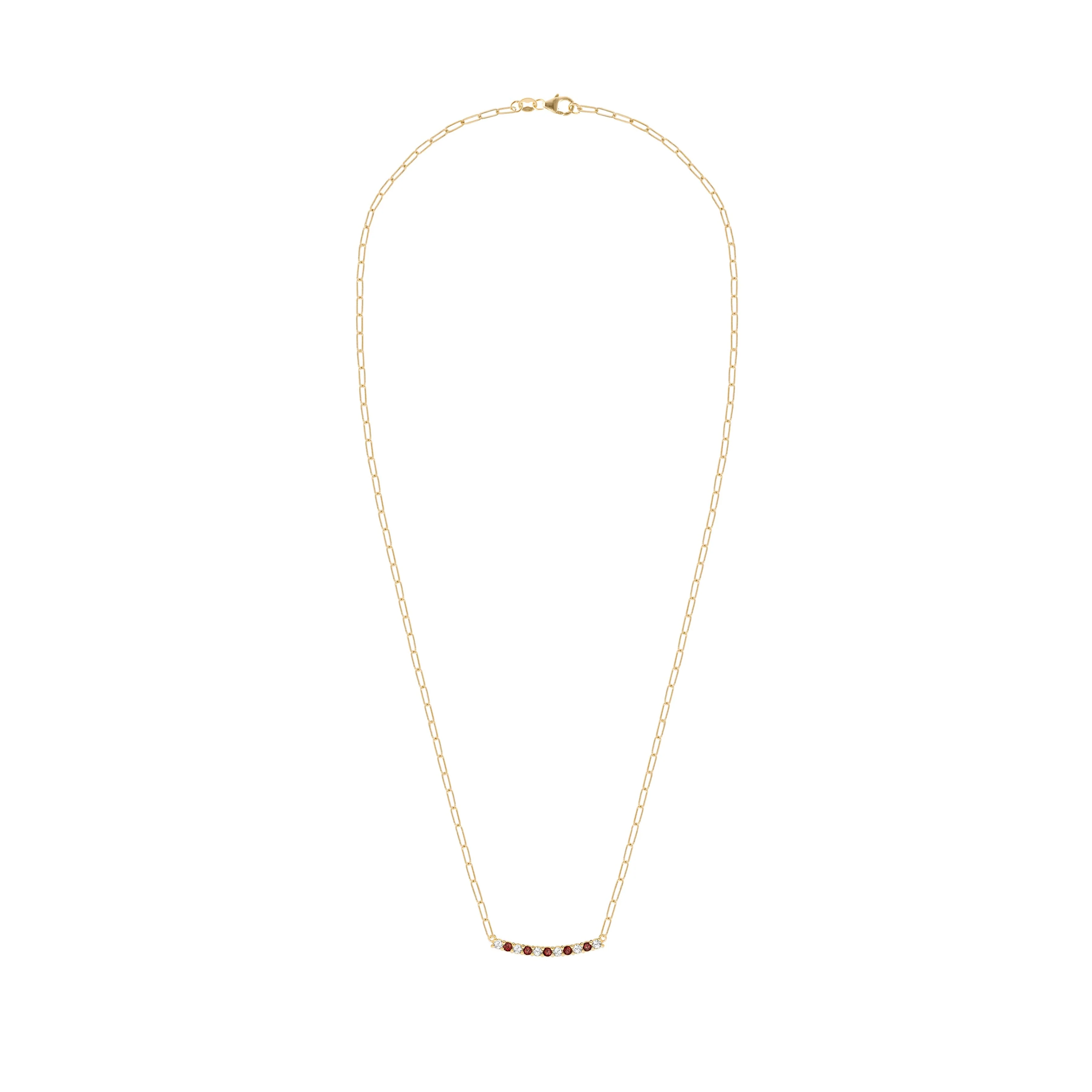 Rosecliff Diamond & Garnet Bar Adelaide Mini Necklace in 14k Gold (January) - Image 5
