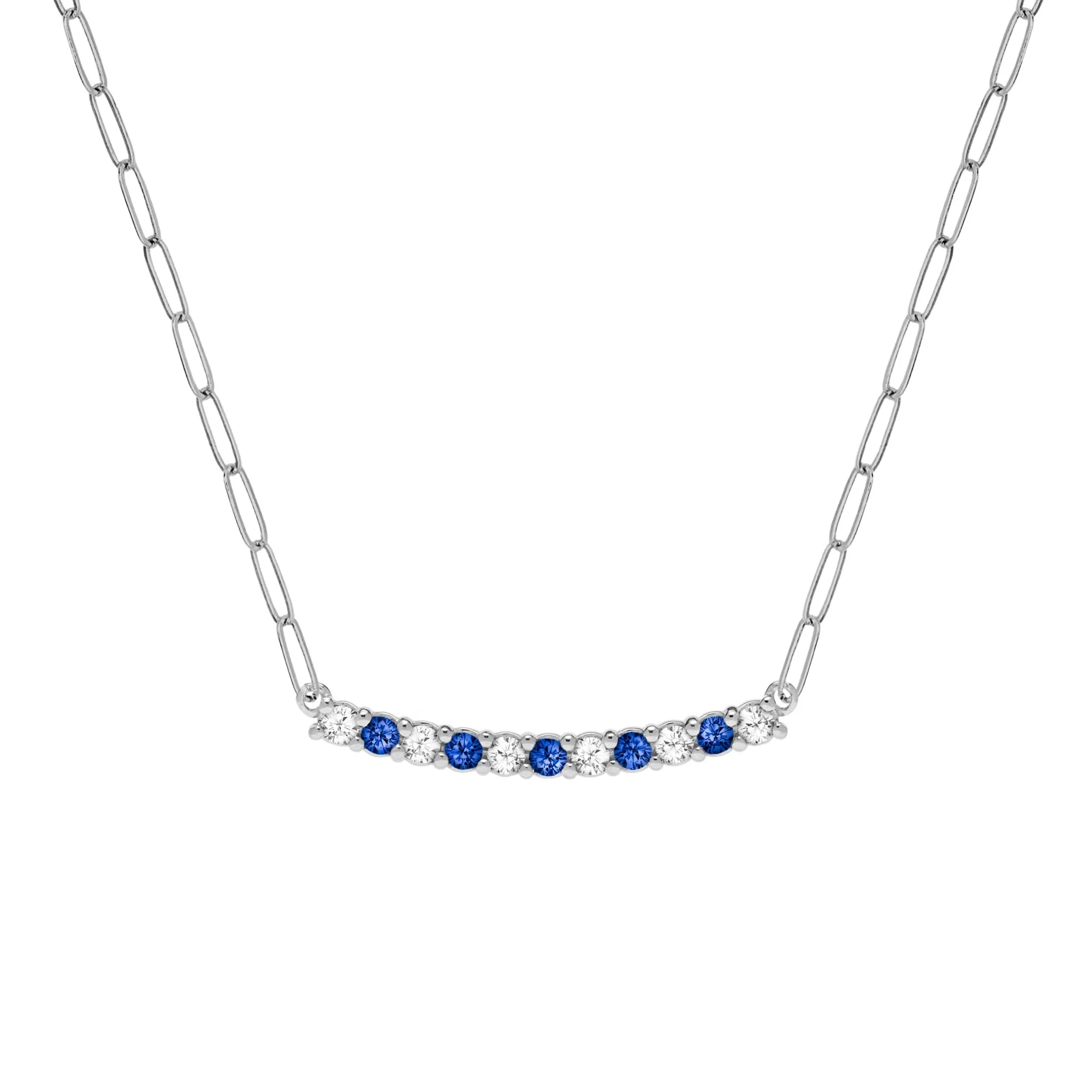 Rosecliff Diamond & Sapphire Bar Adelaide Mini Necklace in 14k Gold (September) - Image 8