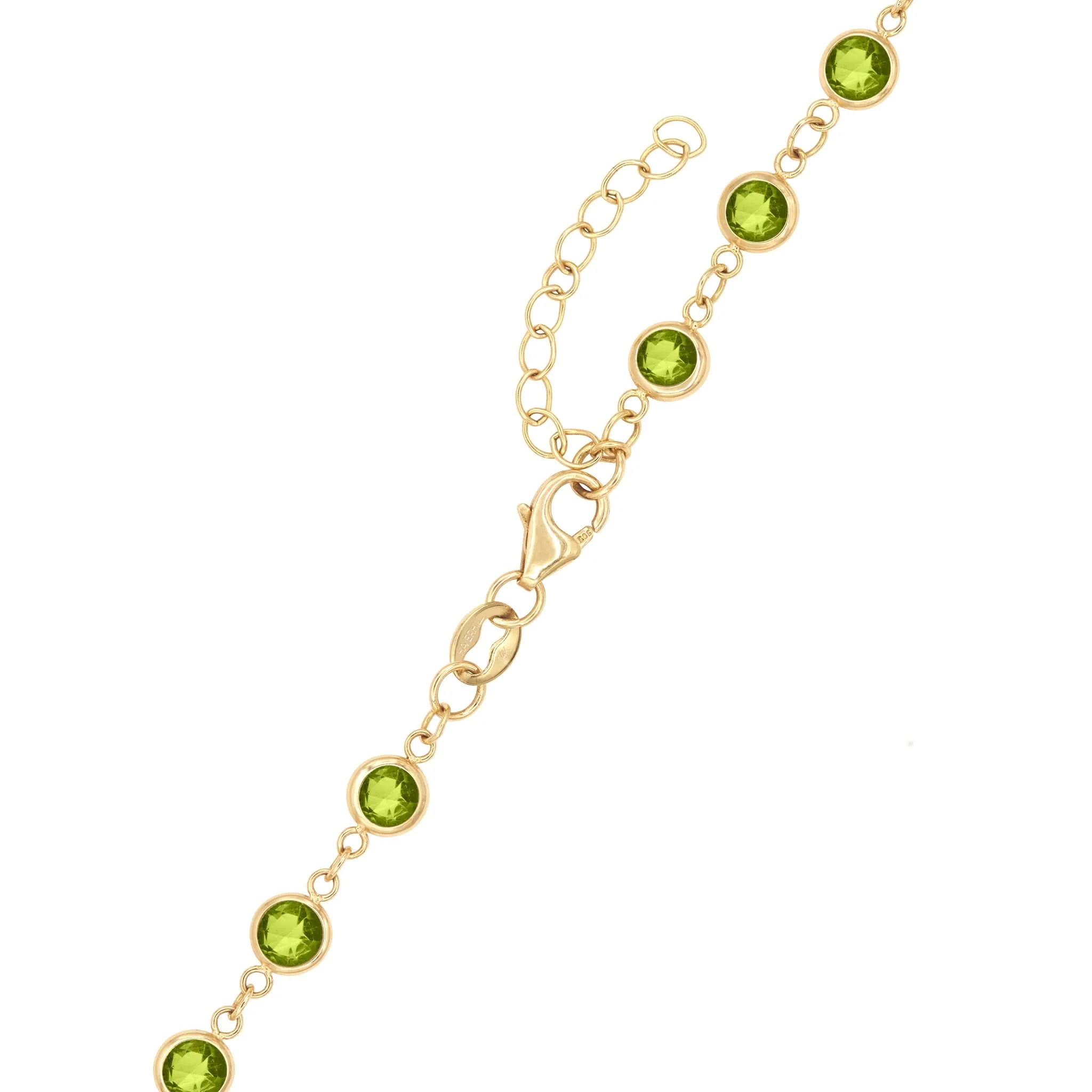 Rosecliff Diamond Small Circle & Newport Peridot Necklace in 14k Gold (August) - Image 5