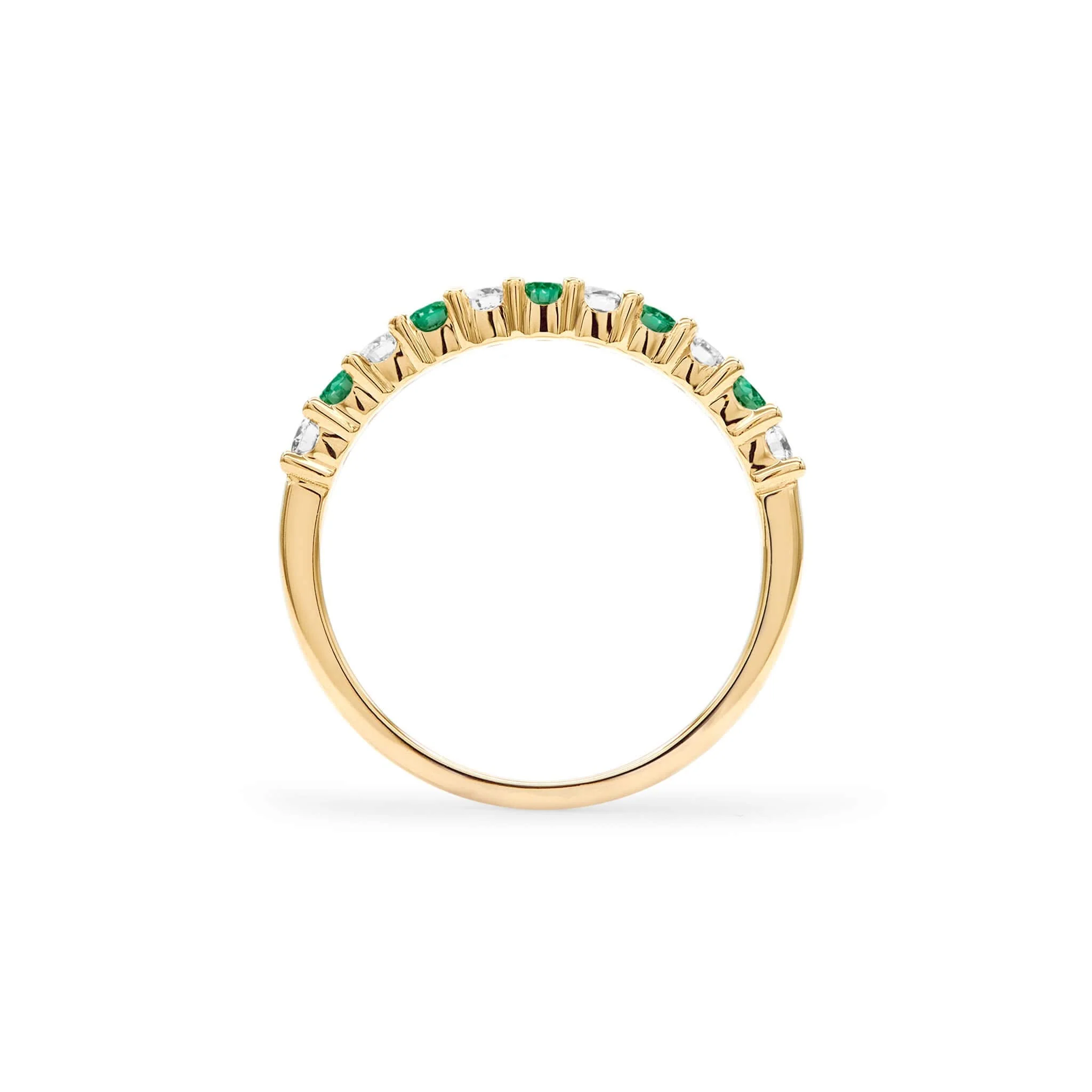 Rosecliff Diamond & Emerald Stackable Ring in 14k Gold (May) - Image 4