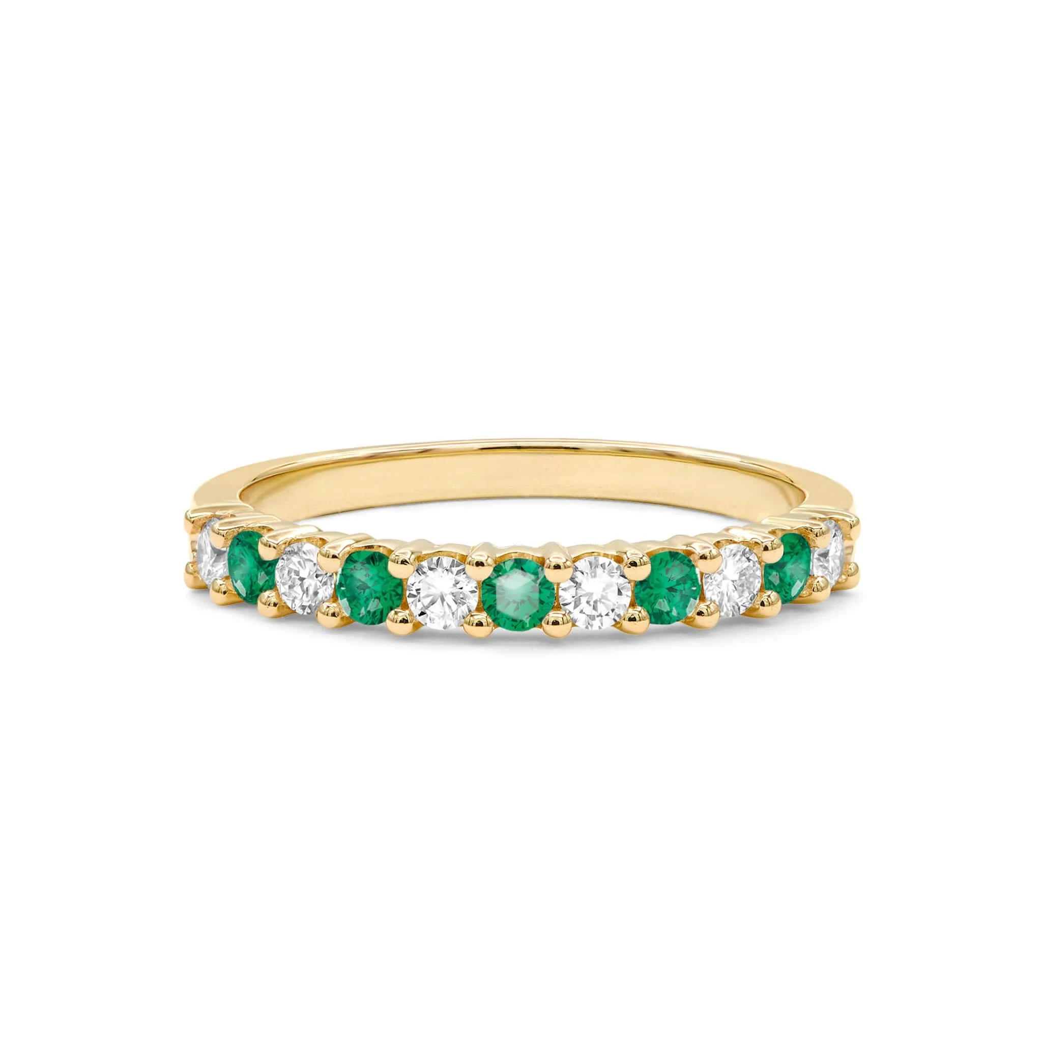 Rosecliff Diamond & Emerald Stackable Ring in 14k Gold (May) - Image 5