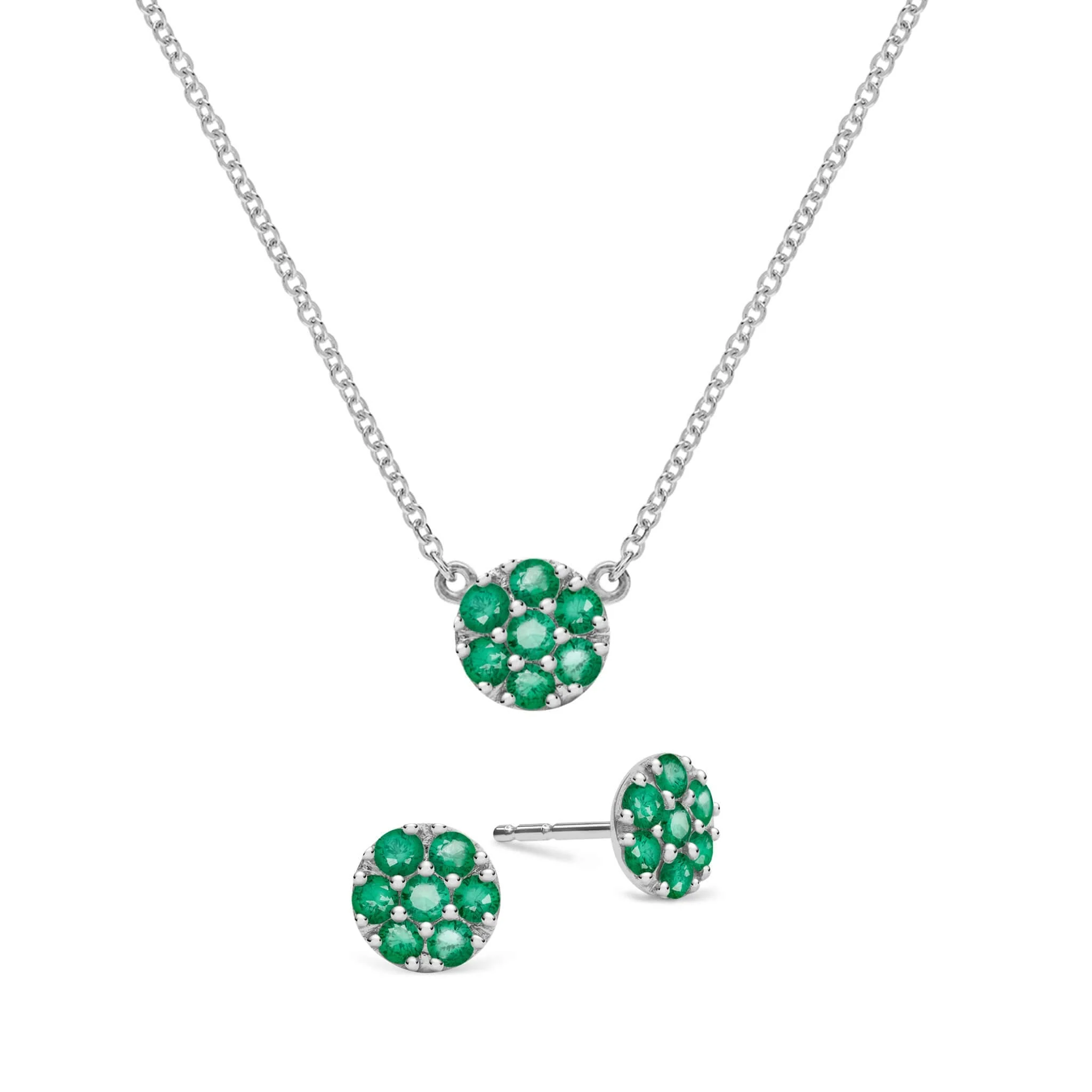 Rosecliff Emerald Mini Necklace and Stud Earrings Set in 14k Gold (May) - Image 8