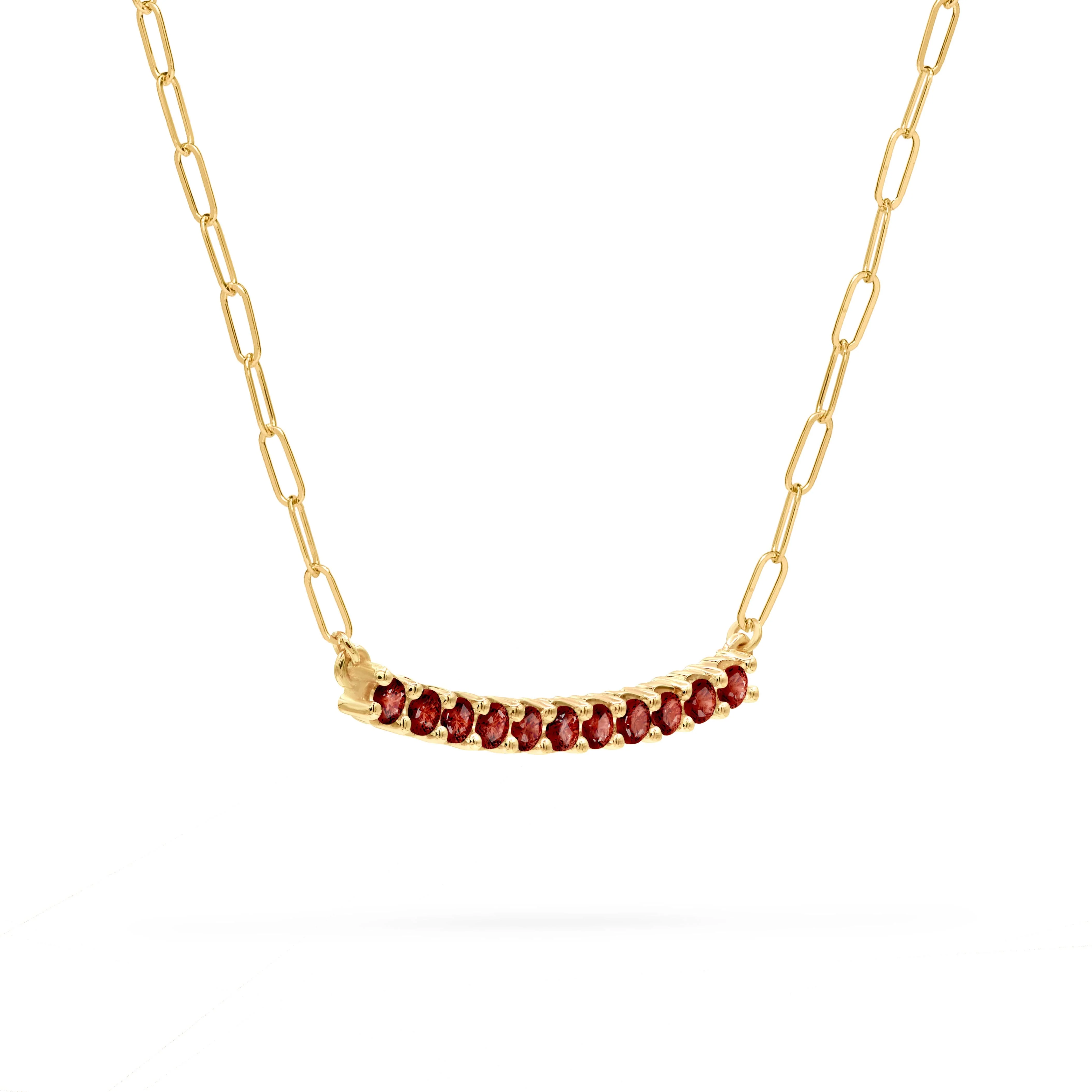 Rosecliff Garnet Bar Adelaide Mini Necklace in 14k Gold (January) - Image 4