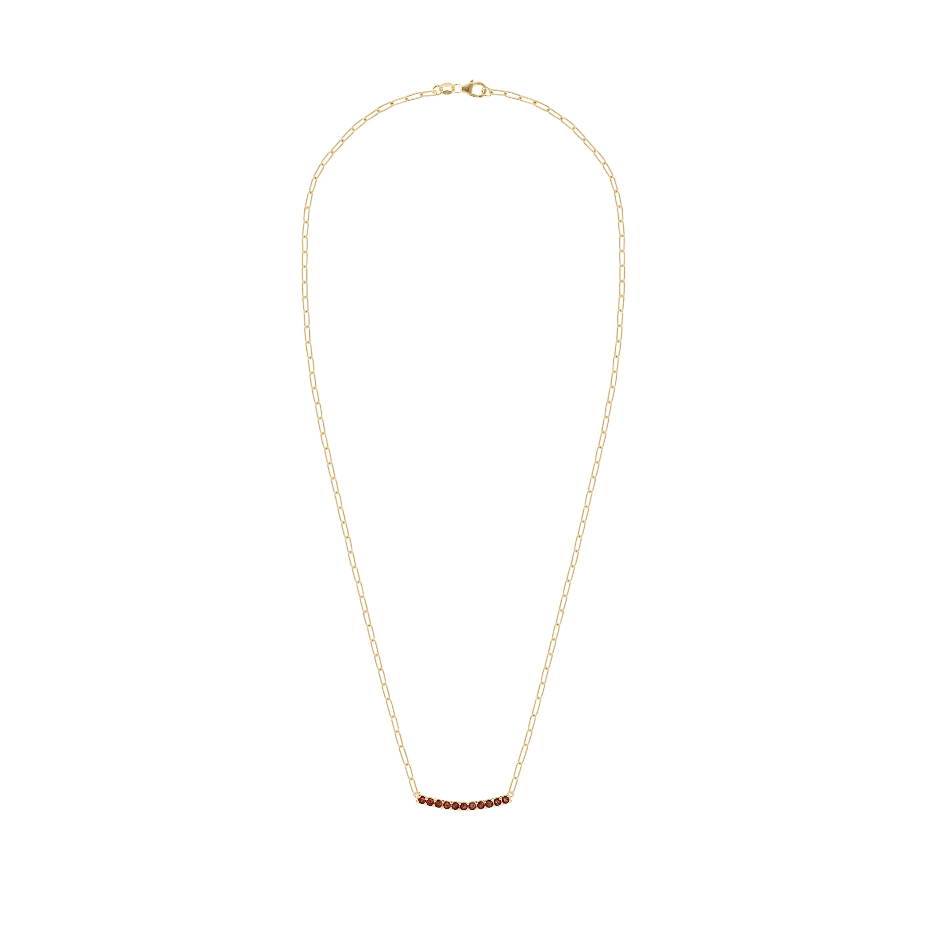 Rosecliff Garnet Bar Adelaide Mini Necklace in 14k Gold (January) - Image 5