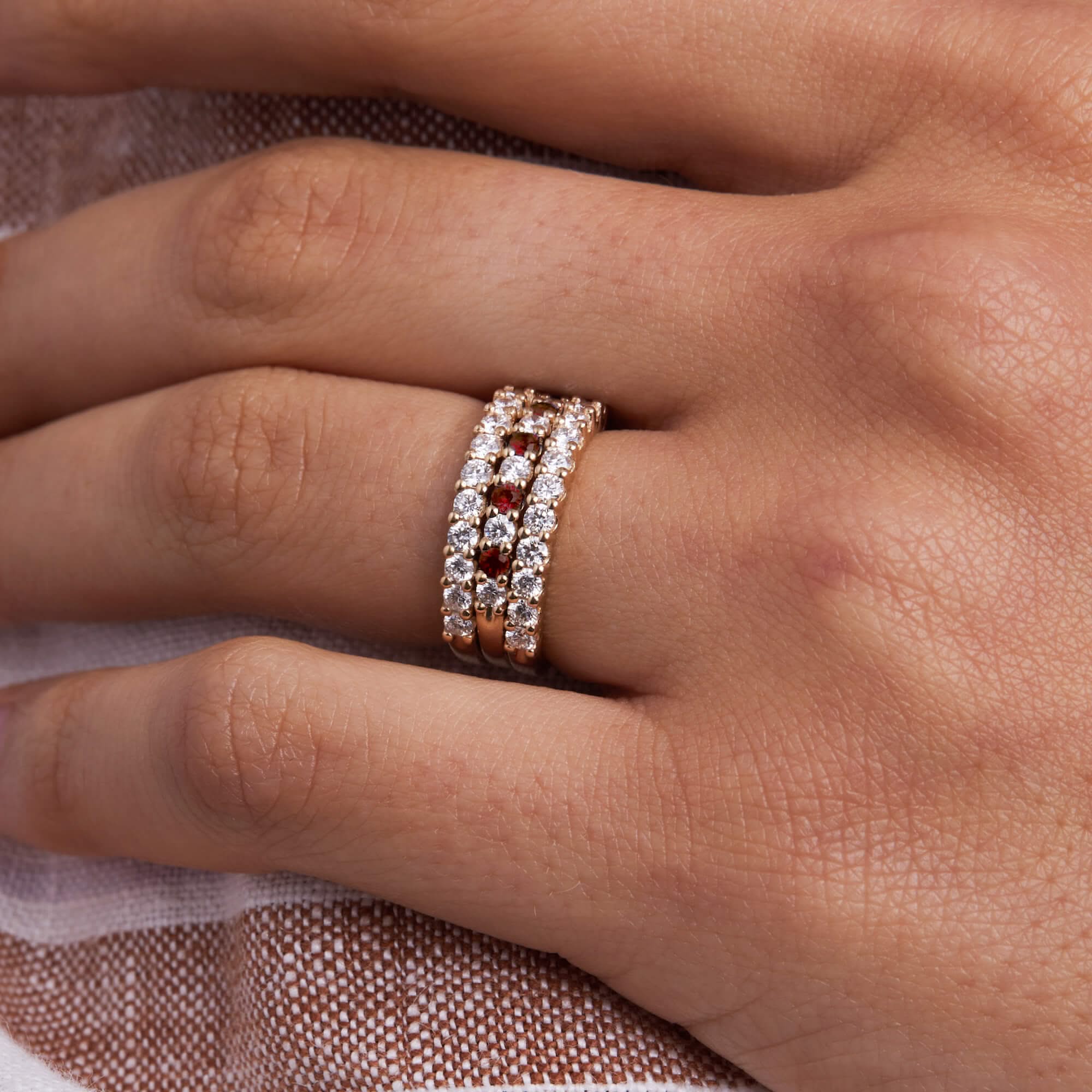 Rosecliff Diamond & Garnet Stackable Ring in 14k Gold (January) - Image 9