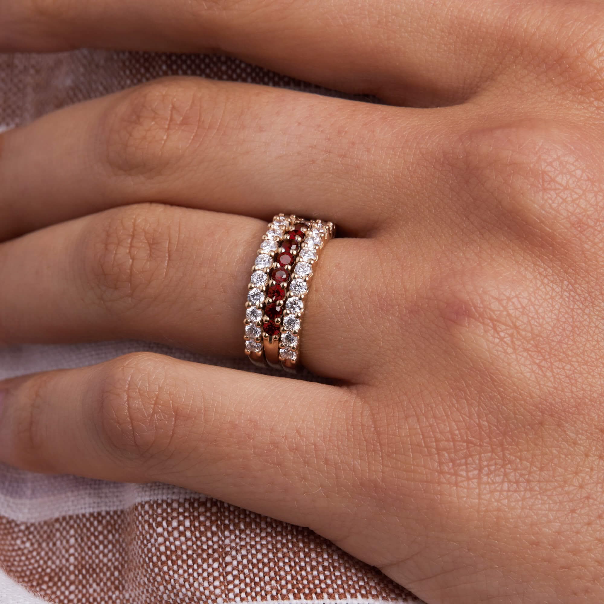 Rosecliff Garnet Stackable Ring in 14k Gold (January) - Image 9