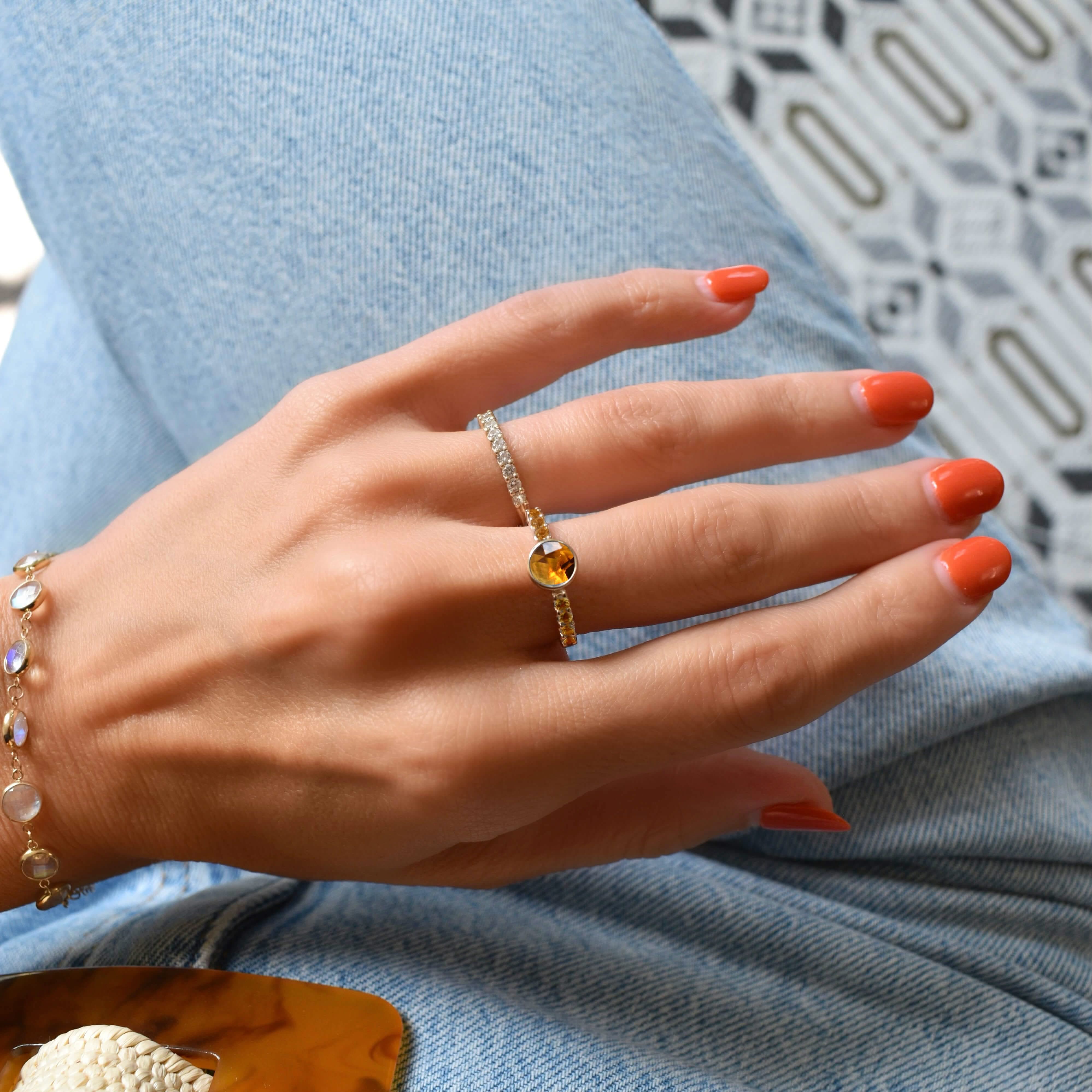 Rosecliff Grand Citrine Ring in 14k Gold (November) - Image 6