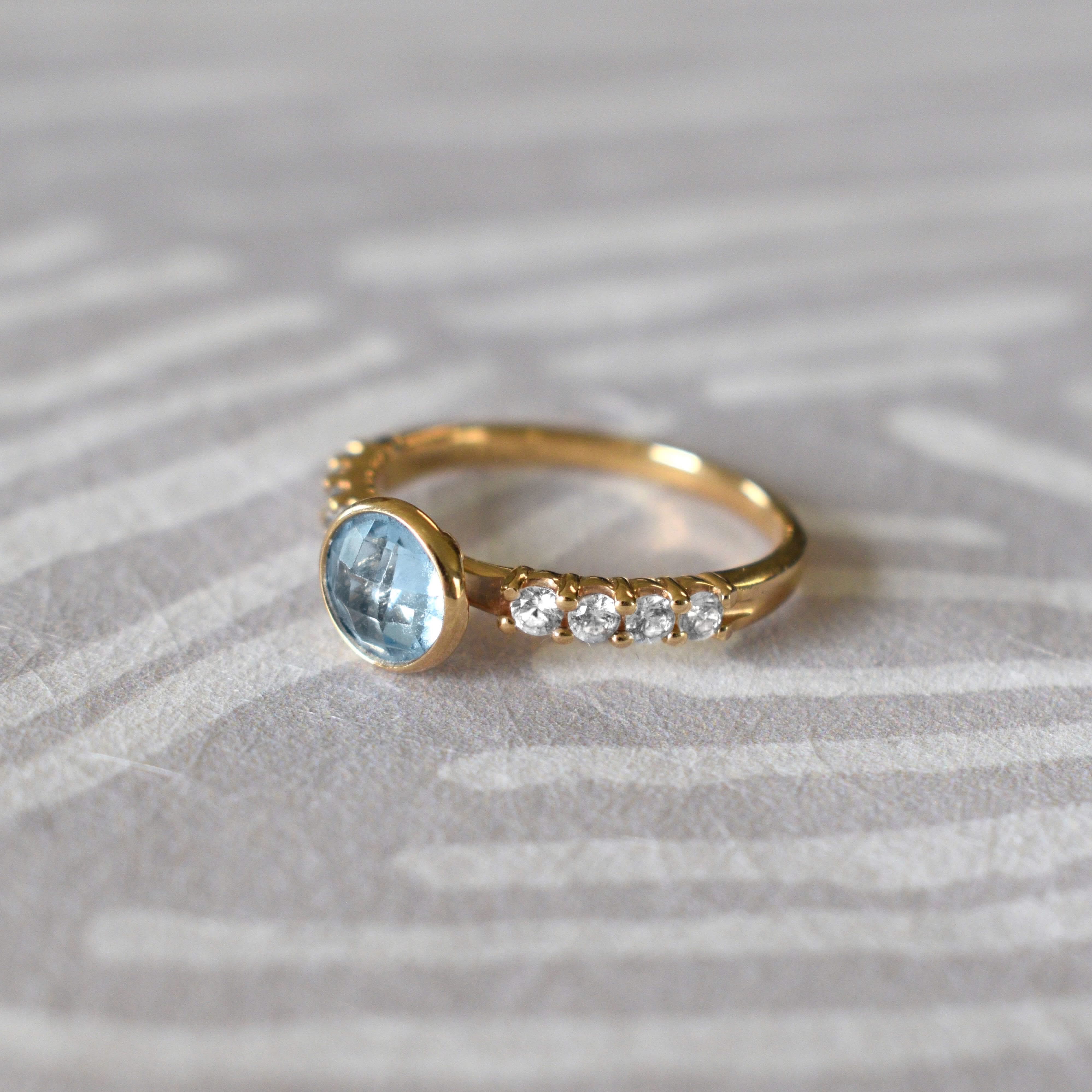 Rosecliff Grand Nantucket Blue Topaz Ring in 14k Gold (December) - Image 10