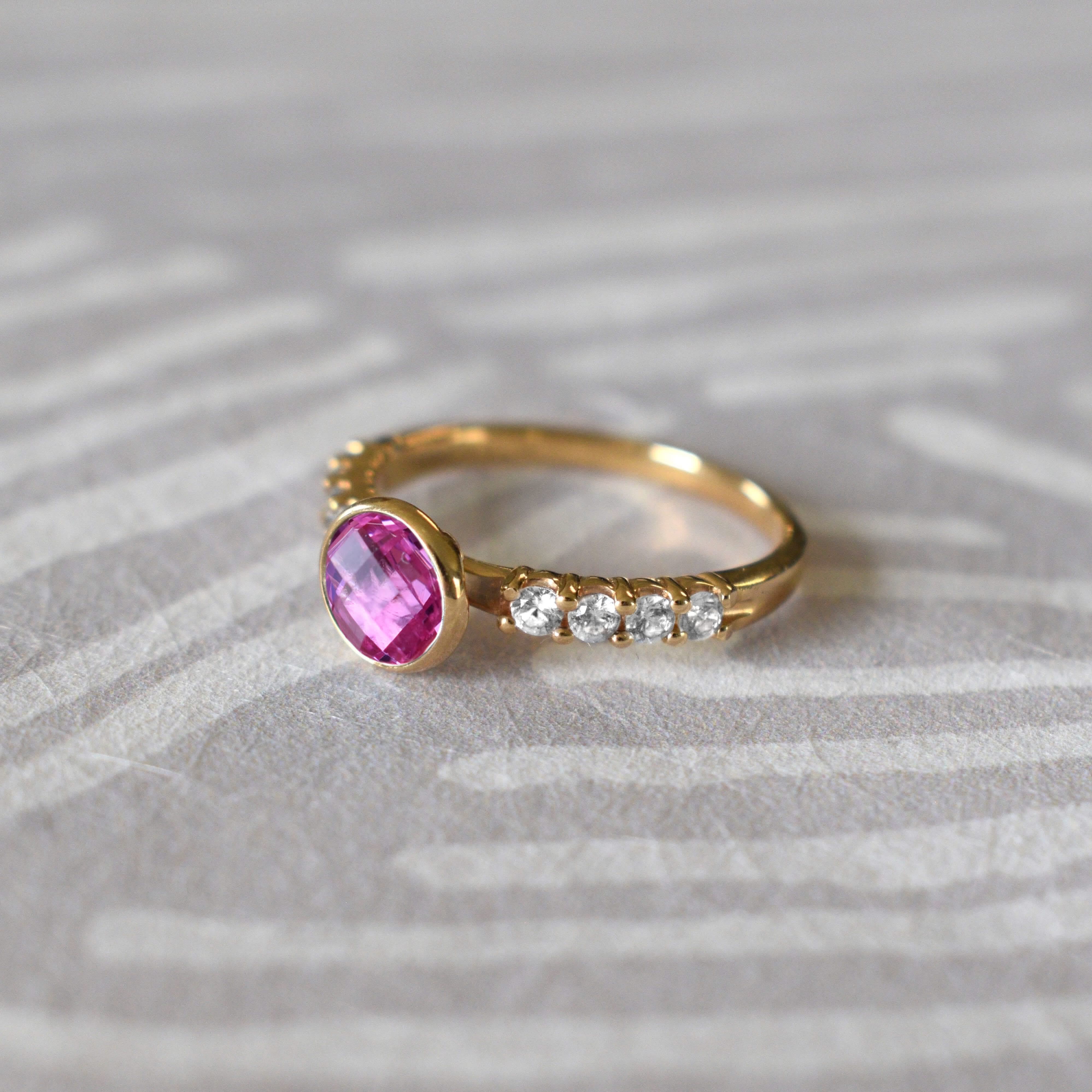 Rosecliff Grand Pink Sapphire Ring in 14k Gold (October) - Image 10