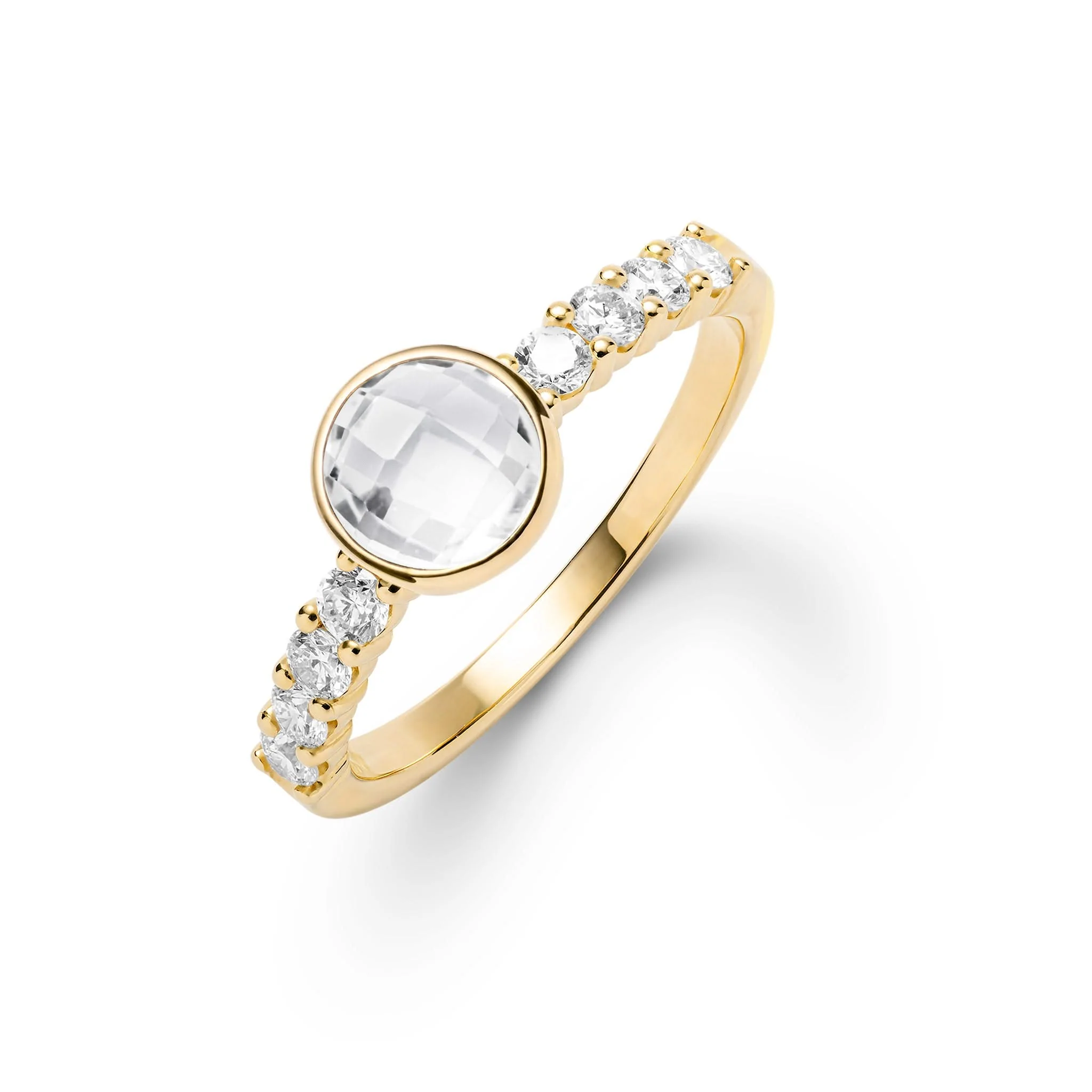 Rosecliff Grand White Topaz Ring in 14k Gold (April)