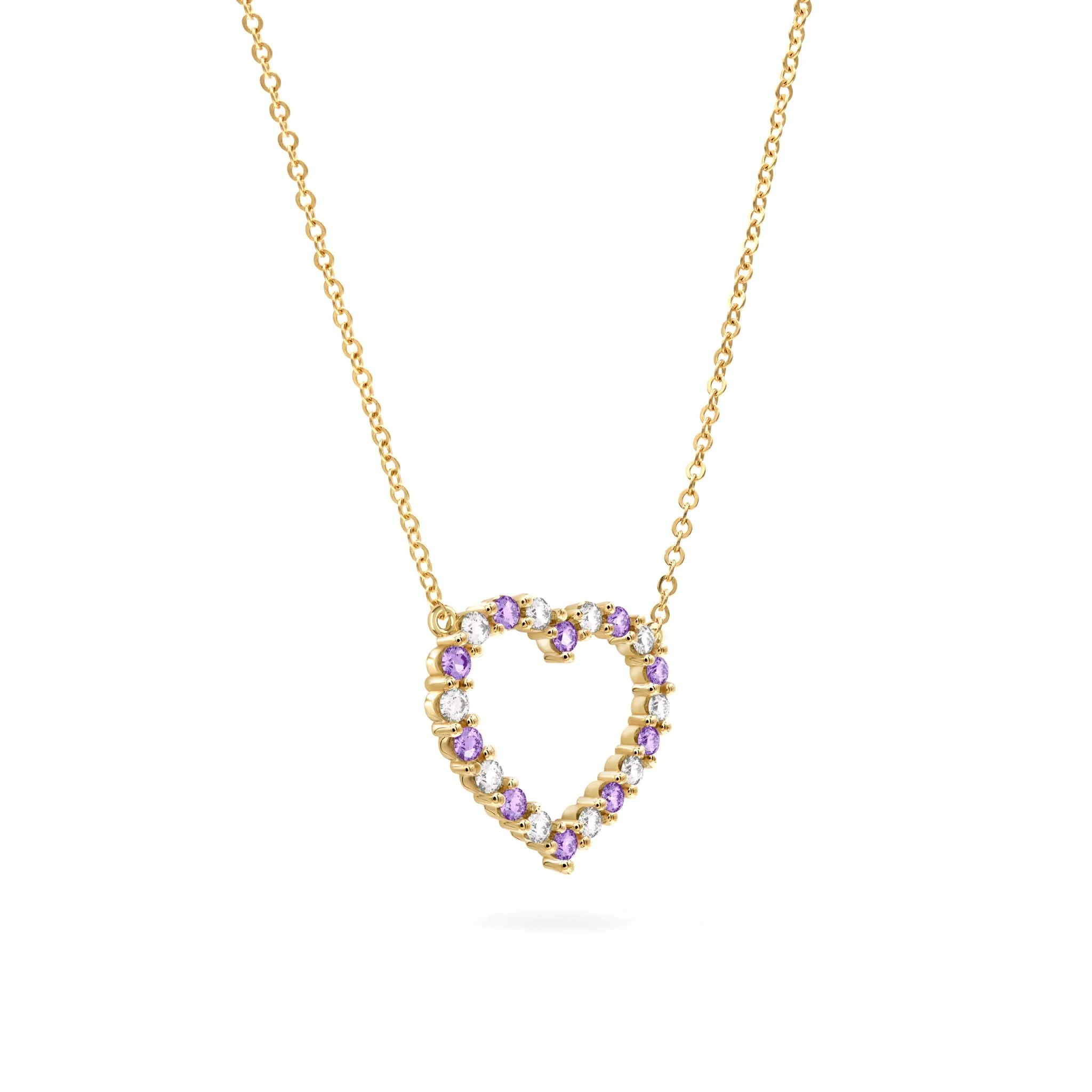Rosecliff Heart Diamond & Amethyst Necklace in 14k Gold (February) - Image 4