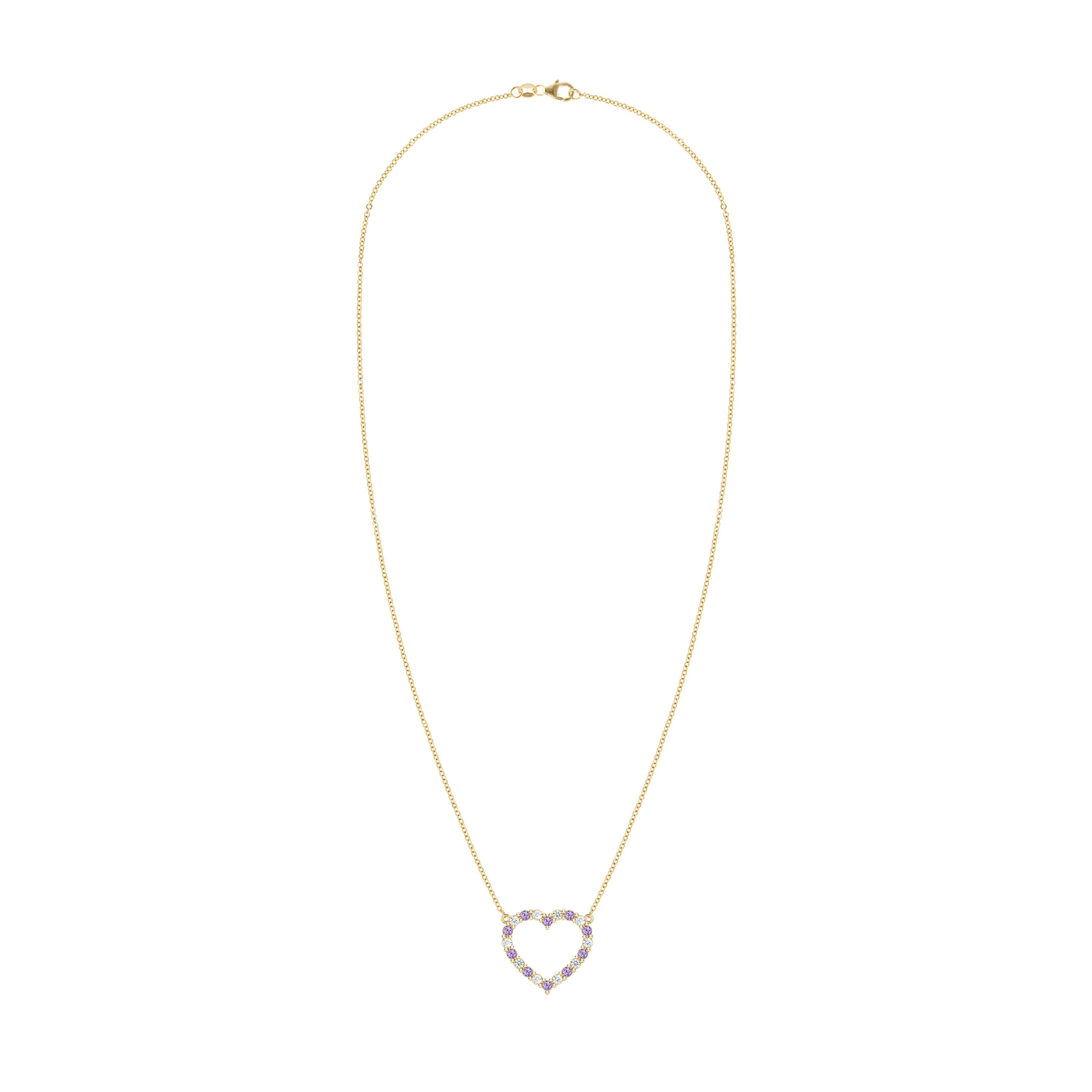 Rosecliff Heart Diamond & Amethyst Necklace in 14k Gold (February) - Image 5