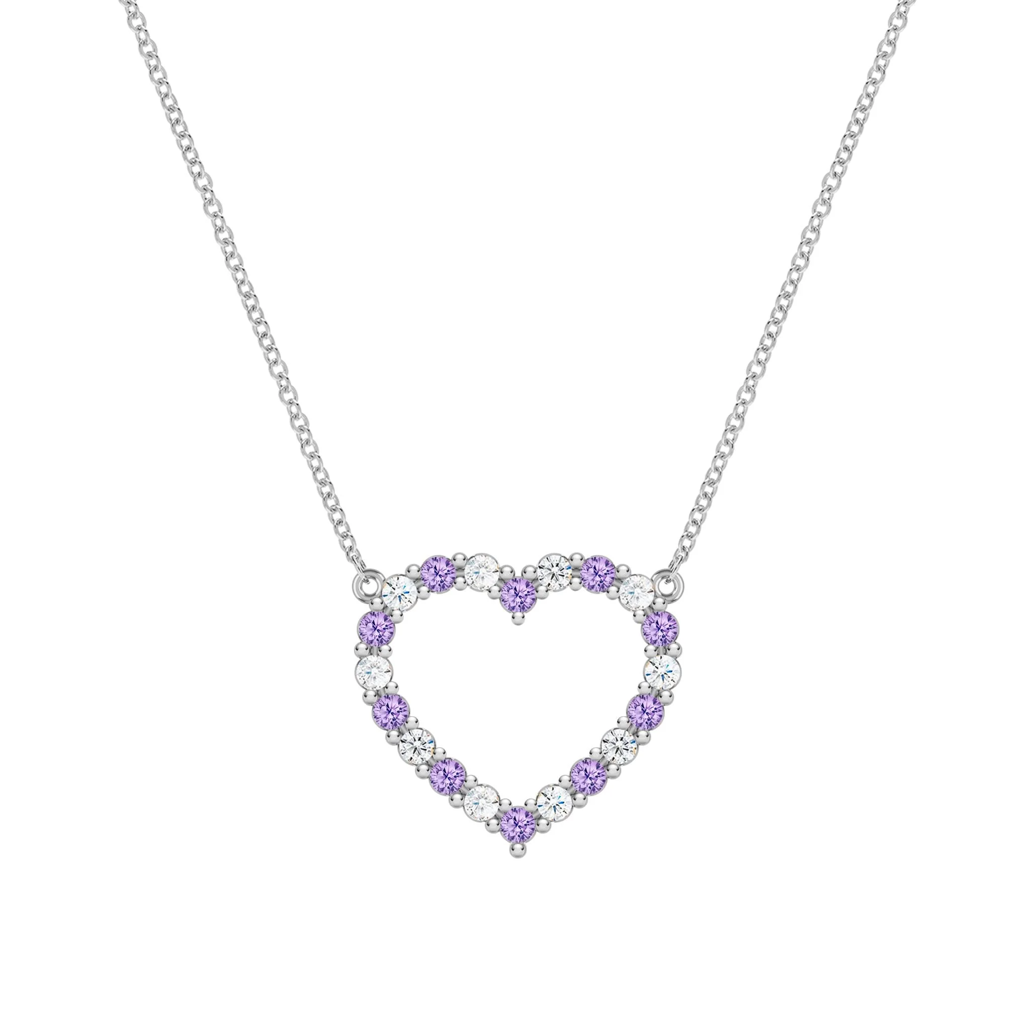 Rosecliff Heart Diamond & Amethyst Necklace in 14k Gold (February) - Image 8