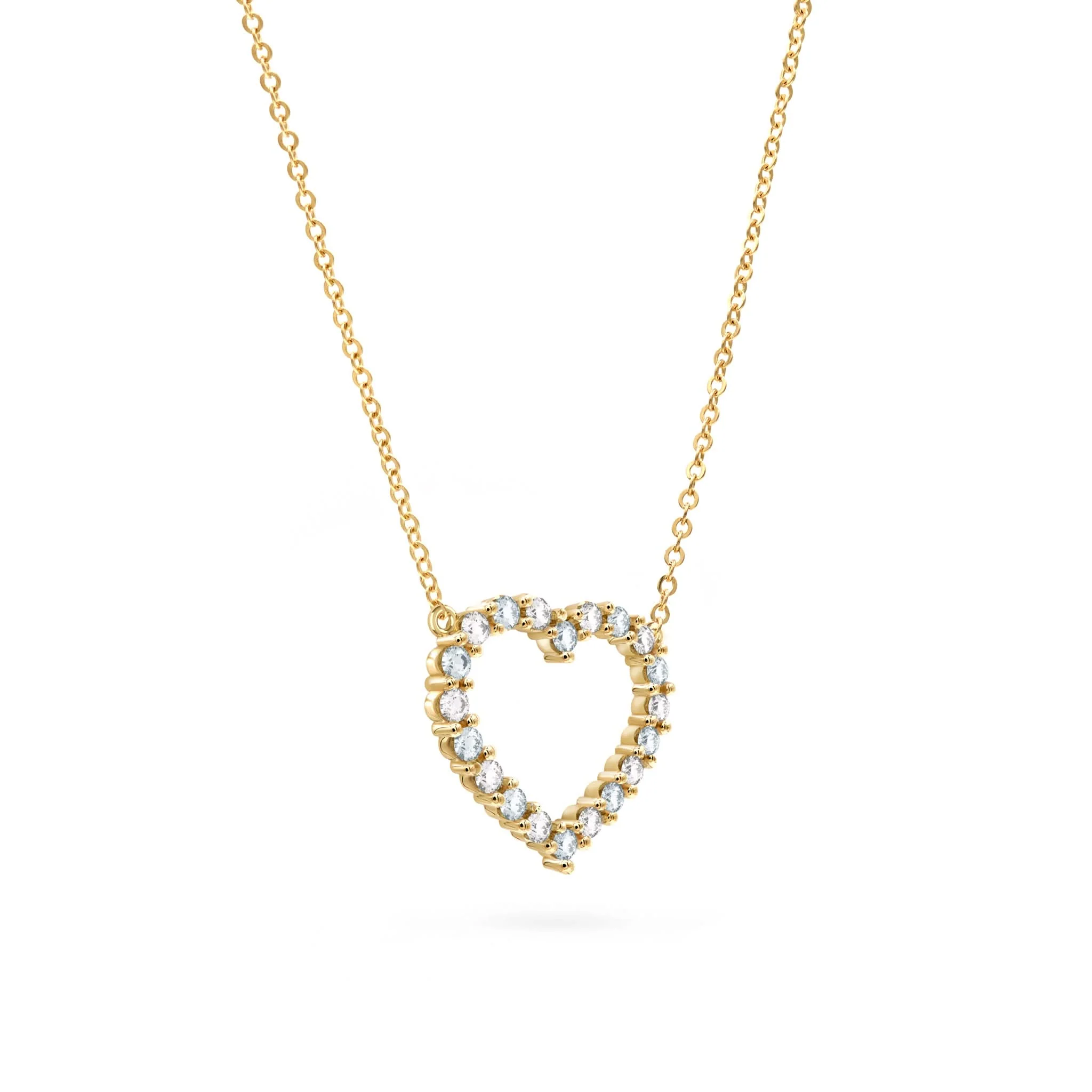 Rosecliff Heart Diamond & Aquamarine Necklace in 14k Gold (March) - Image 4