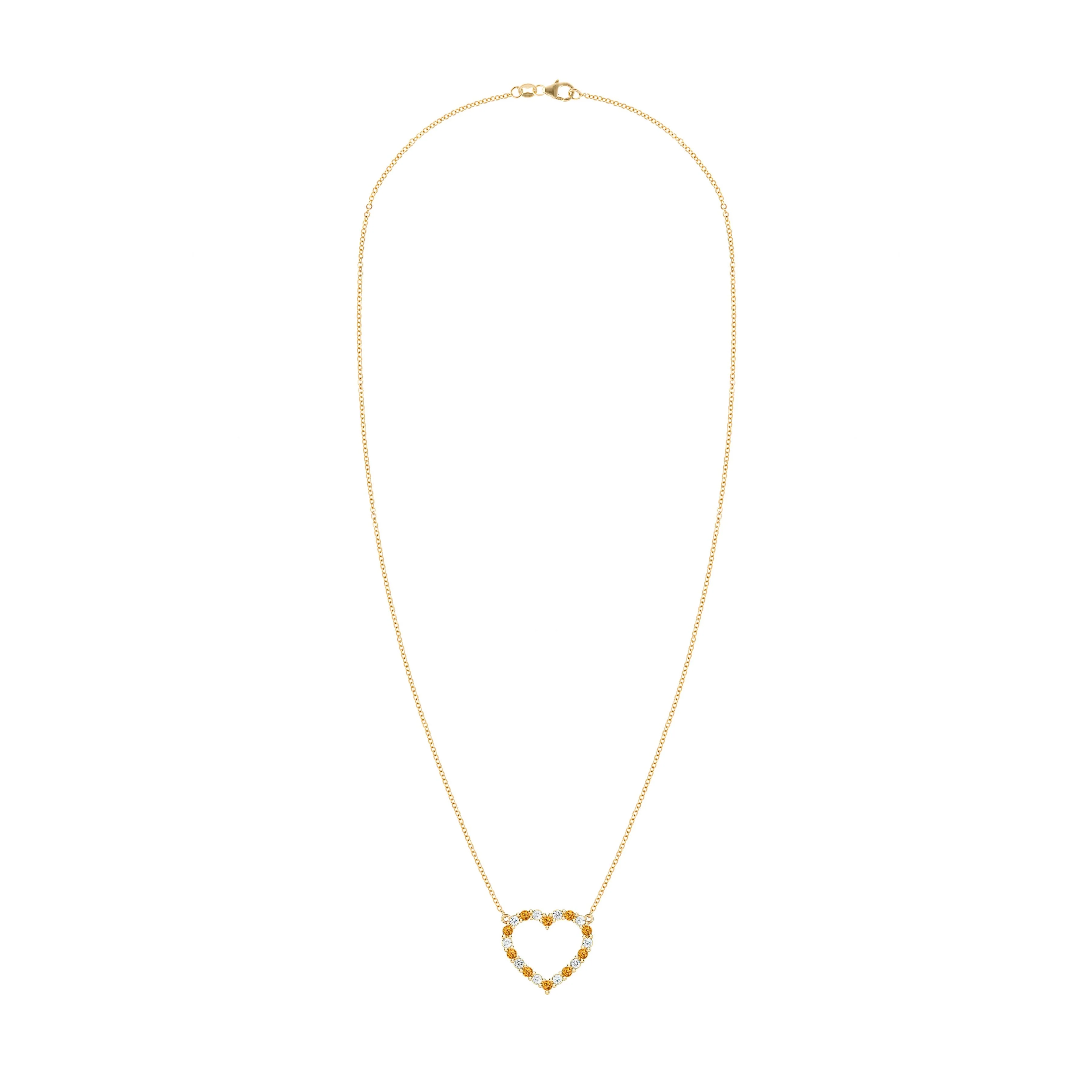 Rosecliff Heart Diamond & Citrine Necklace in 14k Gold (November) - Image 5