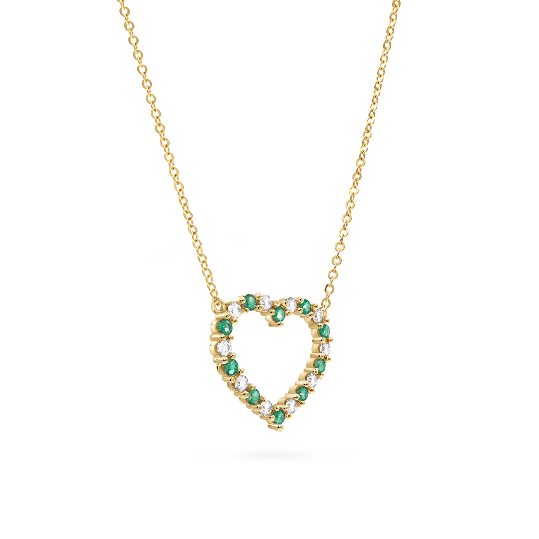 Rosecliff Heart Diamond & Emerald Necklace in 14k Gold (May) - Image 4