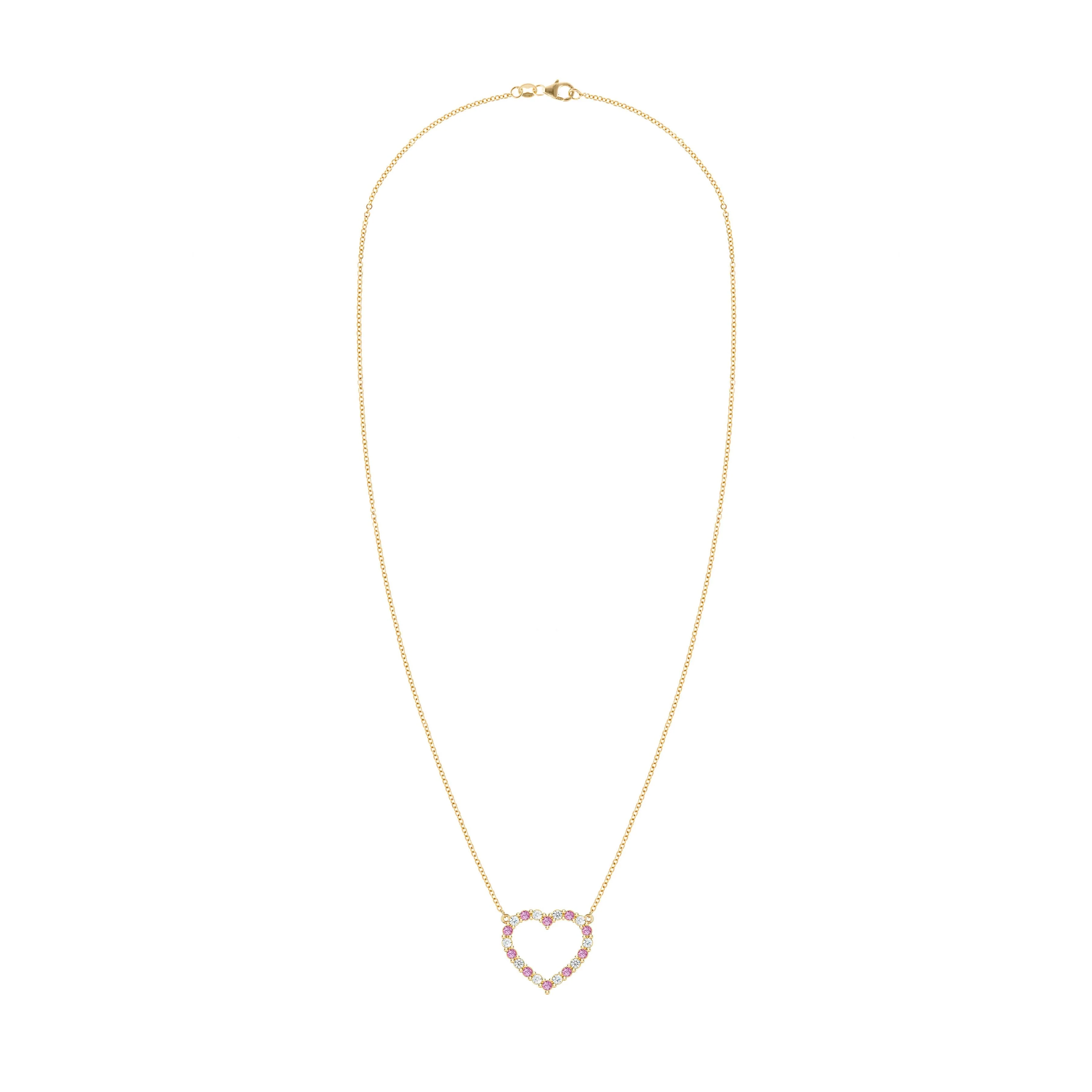 Rosecliff Heart Diamond & Pink Sapphire Necklace in 14k Gold (October) - Image 7