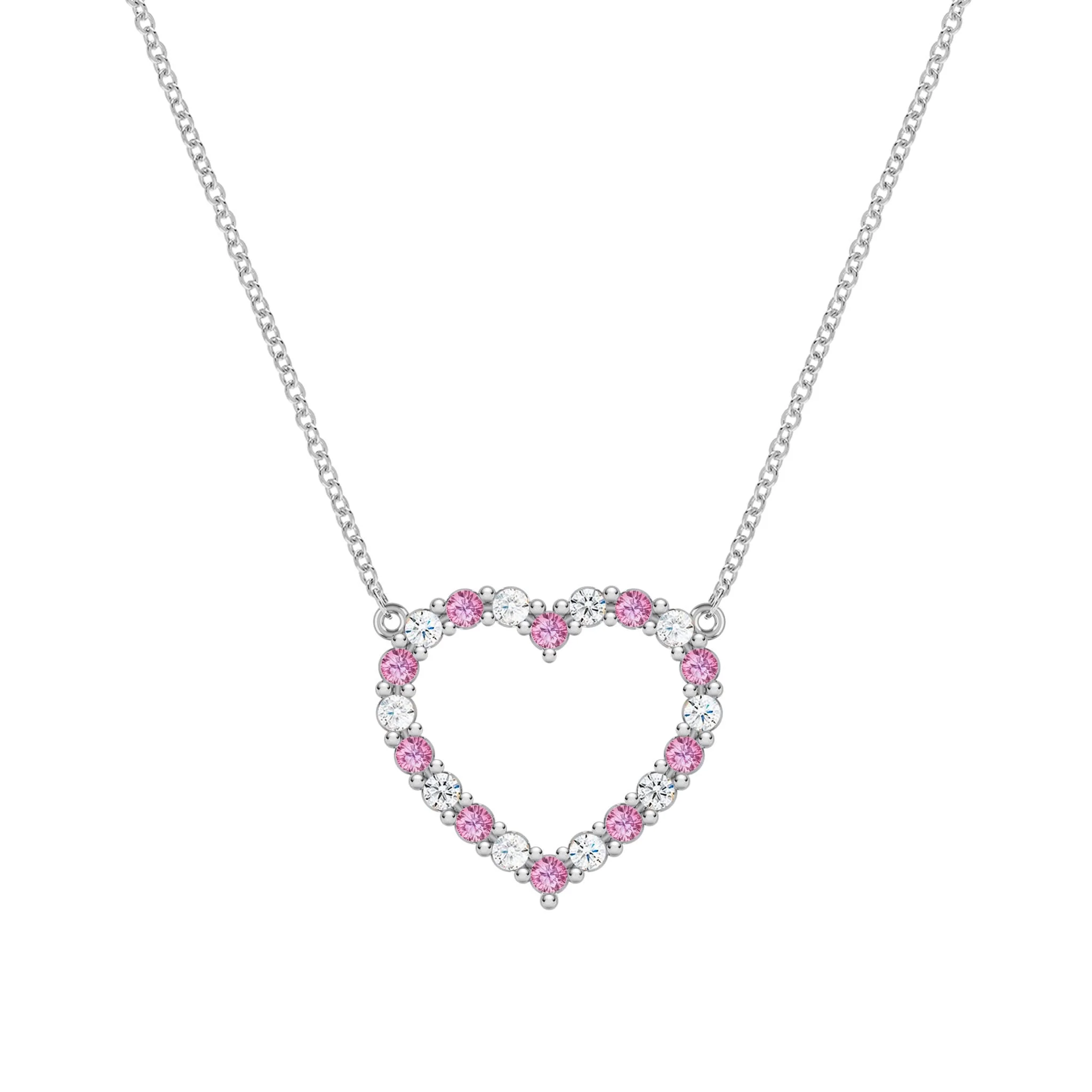 Rosecliff Heart Diamond & Pink Sapphire Necklace in 14k Gold (October) - Image 8