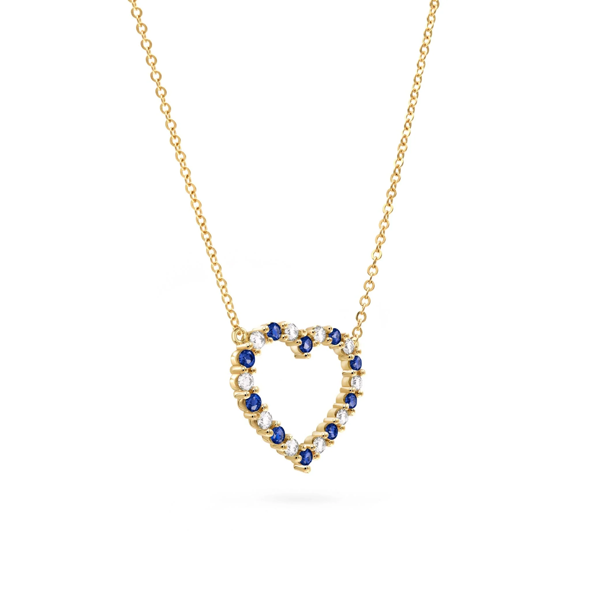 Rosecliff Heart Diamond & Sapphire Necklace in 14k Gold (September) - Image 4